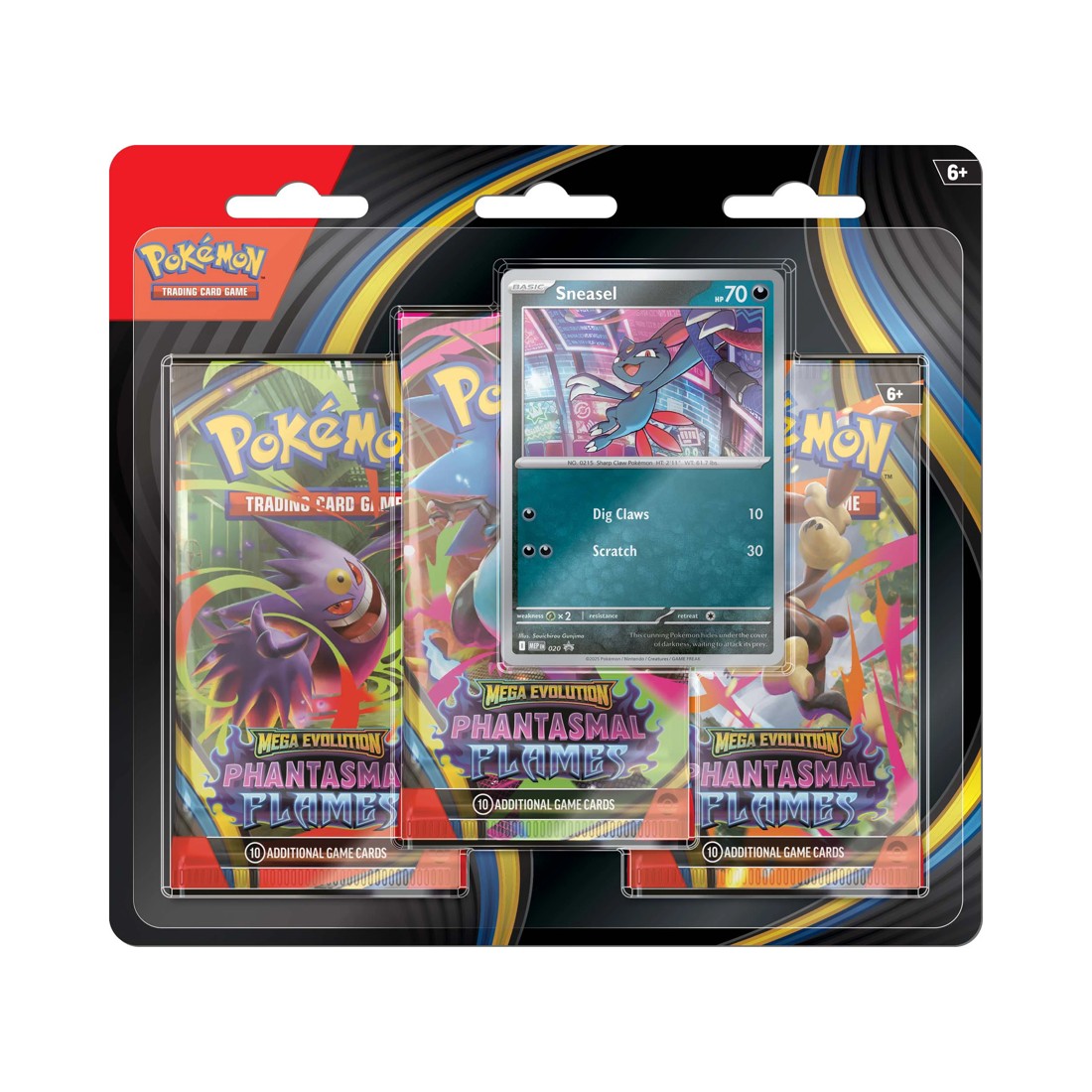 3 Pokemon Trading Card Game: Mega Evolution - Phantasmal Flames Three-Booster Blister - Assorted, 3 of 4