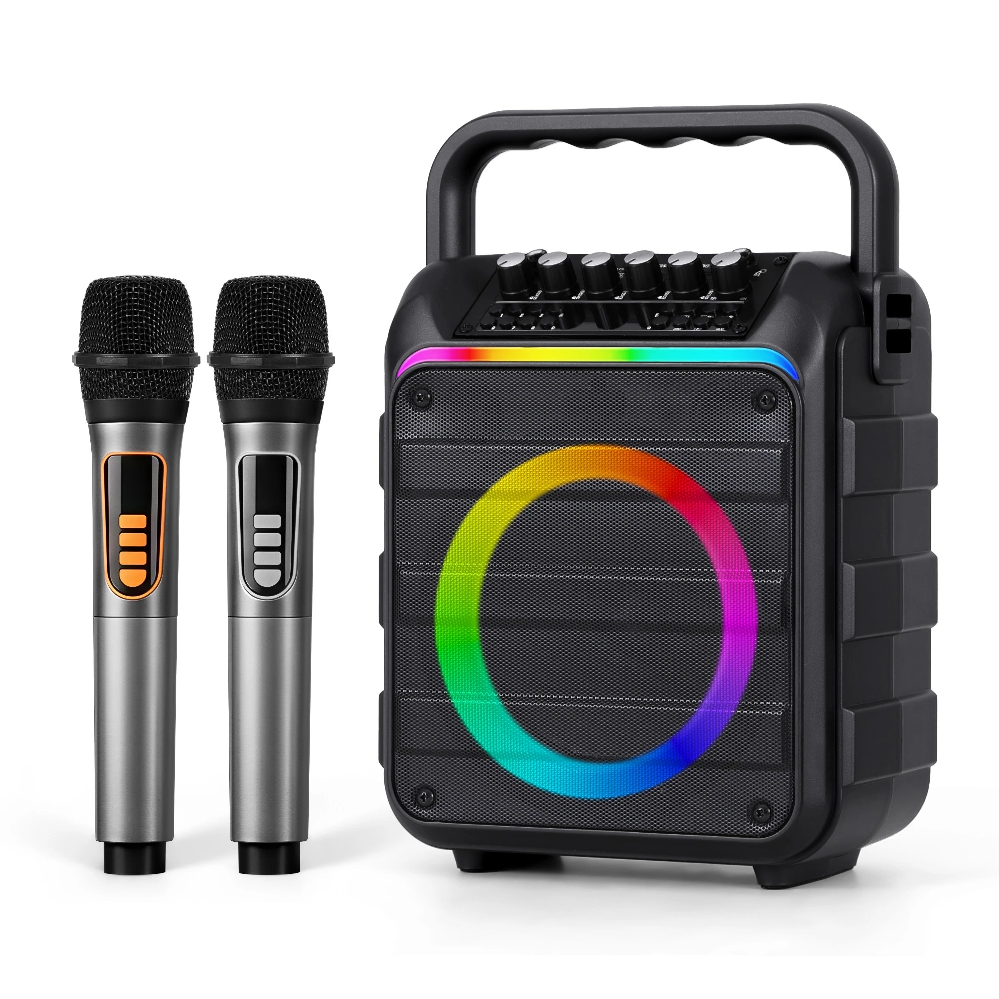 1 Alpha Portable Karaoke Machine with 2 Wireless Microphones for Adults Kids Bluetooth 5.3 - Black, 1 of 3