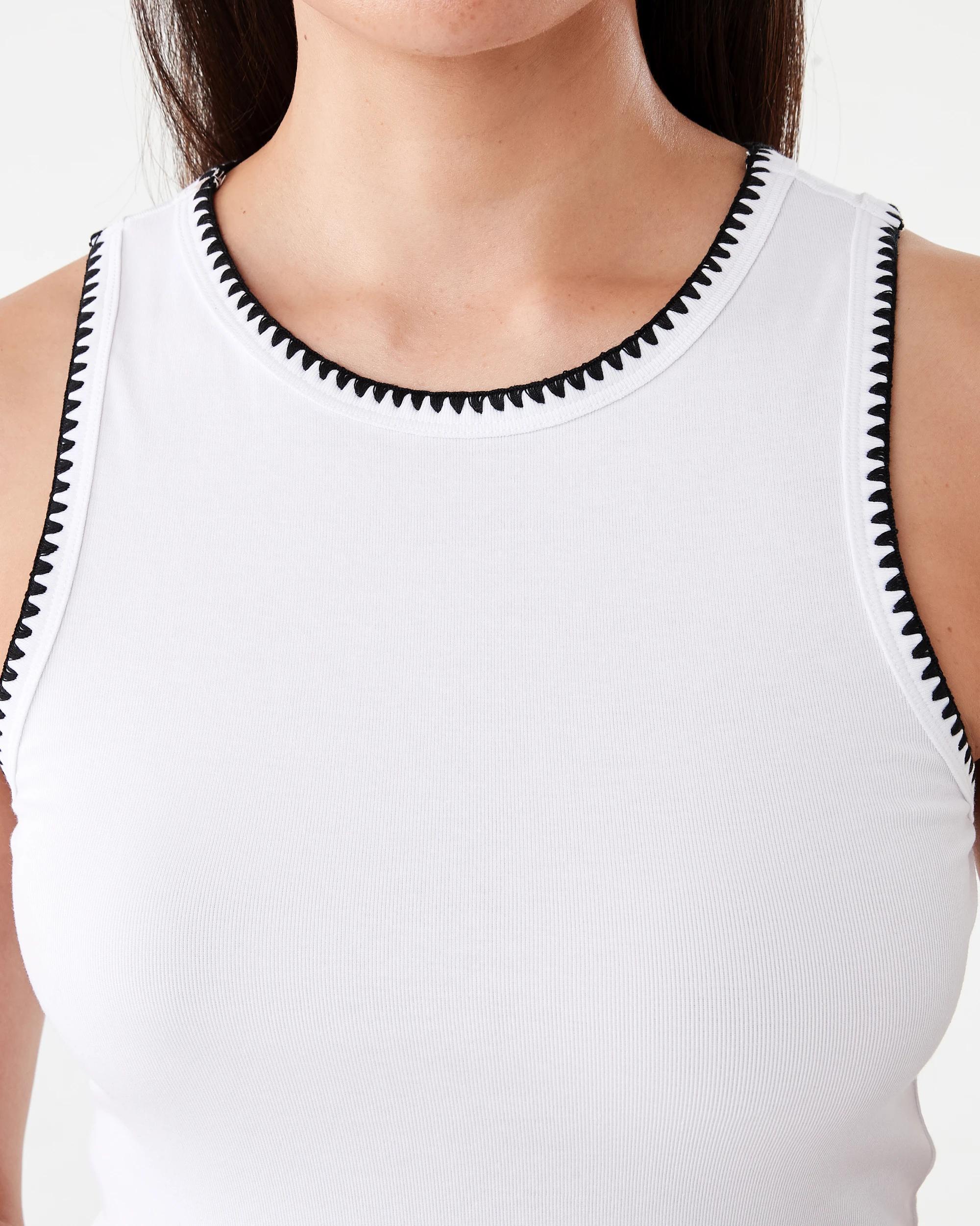 5 Sleeveless Whip Stitch Tank White, 5 of 6