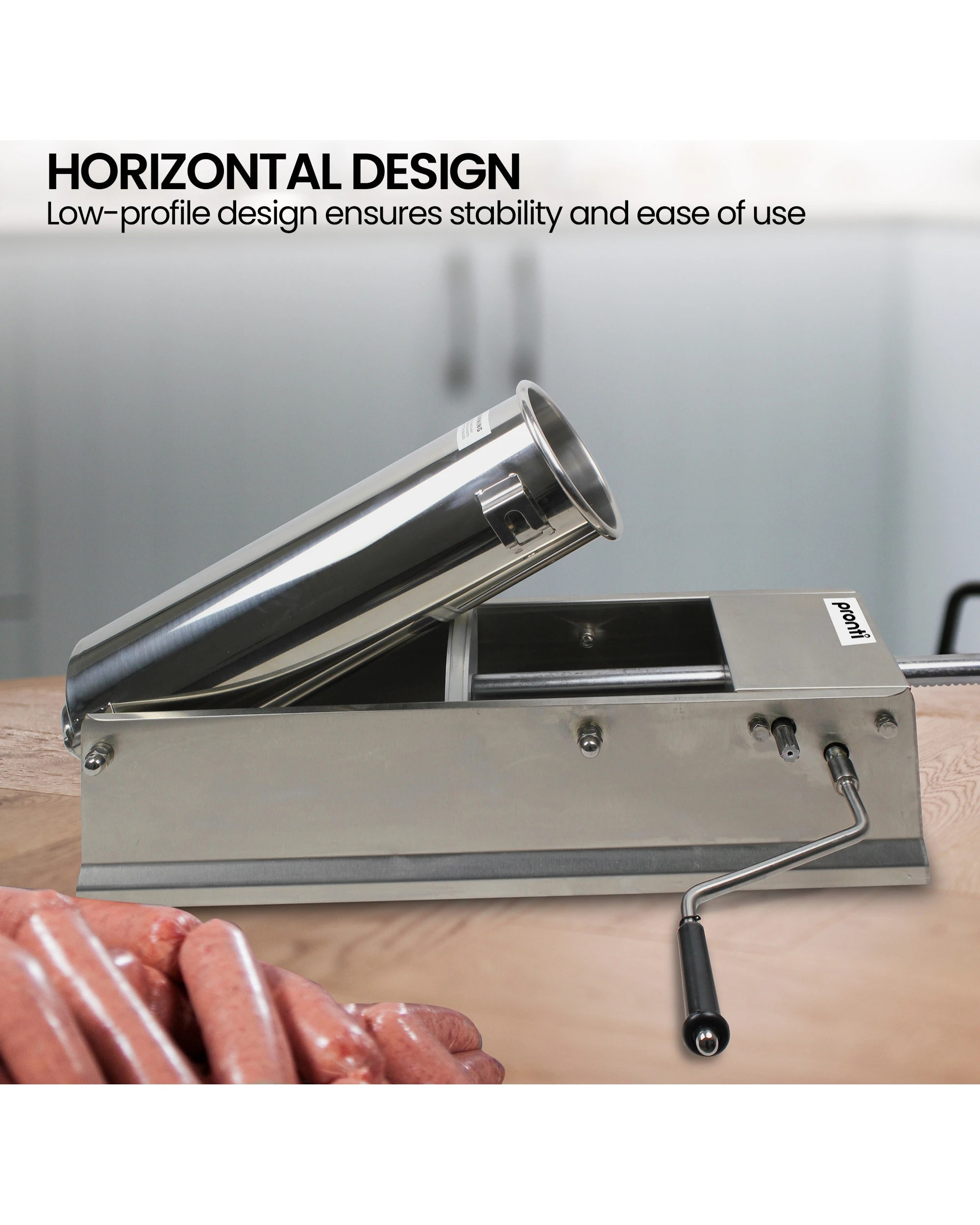 5 Pronti 5l Sausage Stuffer Stainless Steel With 4 Filling Tubes - Horizontal, 5 of 10
