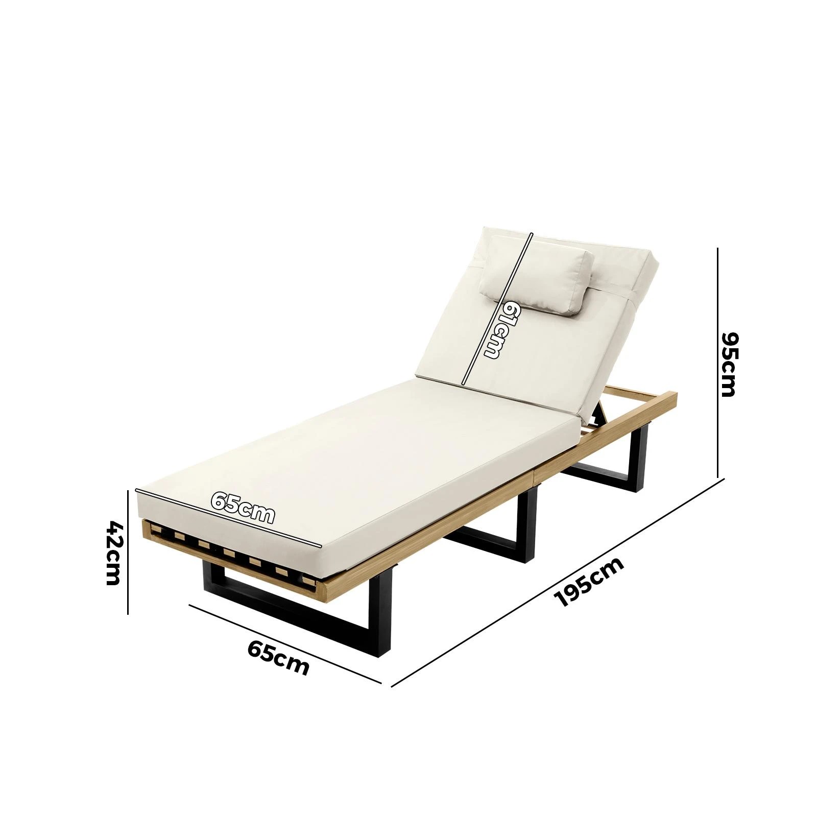 9 Livsip 2x Sun Lounge Outdoor Lounger Patio Furniture Setting Day Bed Garden
 - Beige, 9 of 9