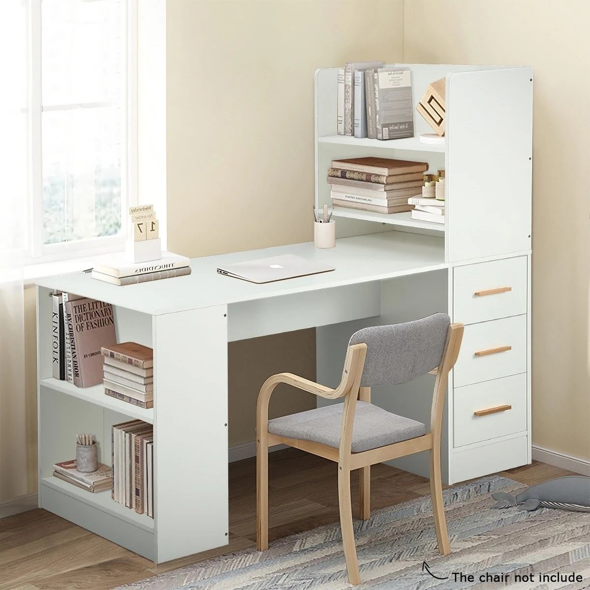 2 AUSWAY 120cm Computer Desk Hutch with Shelves and Drawers, 2 of 8