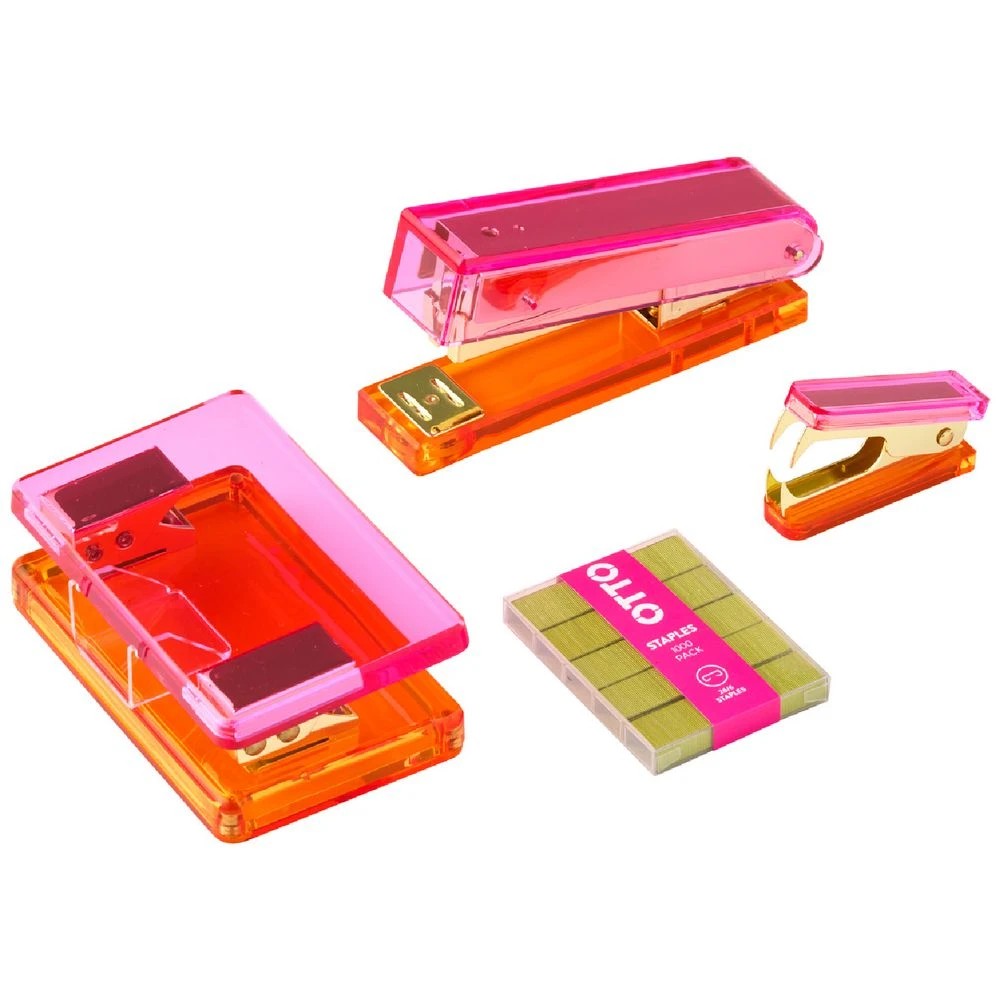3 Otto Stapler Acrylic Pink and Coral Set, 3 of 4