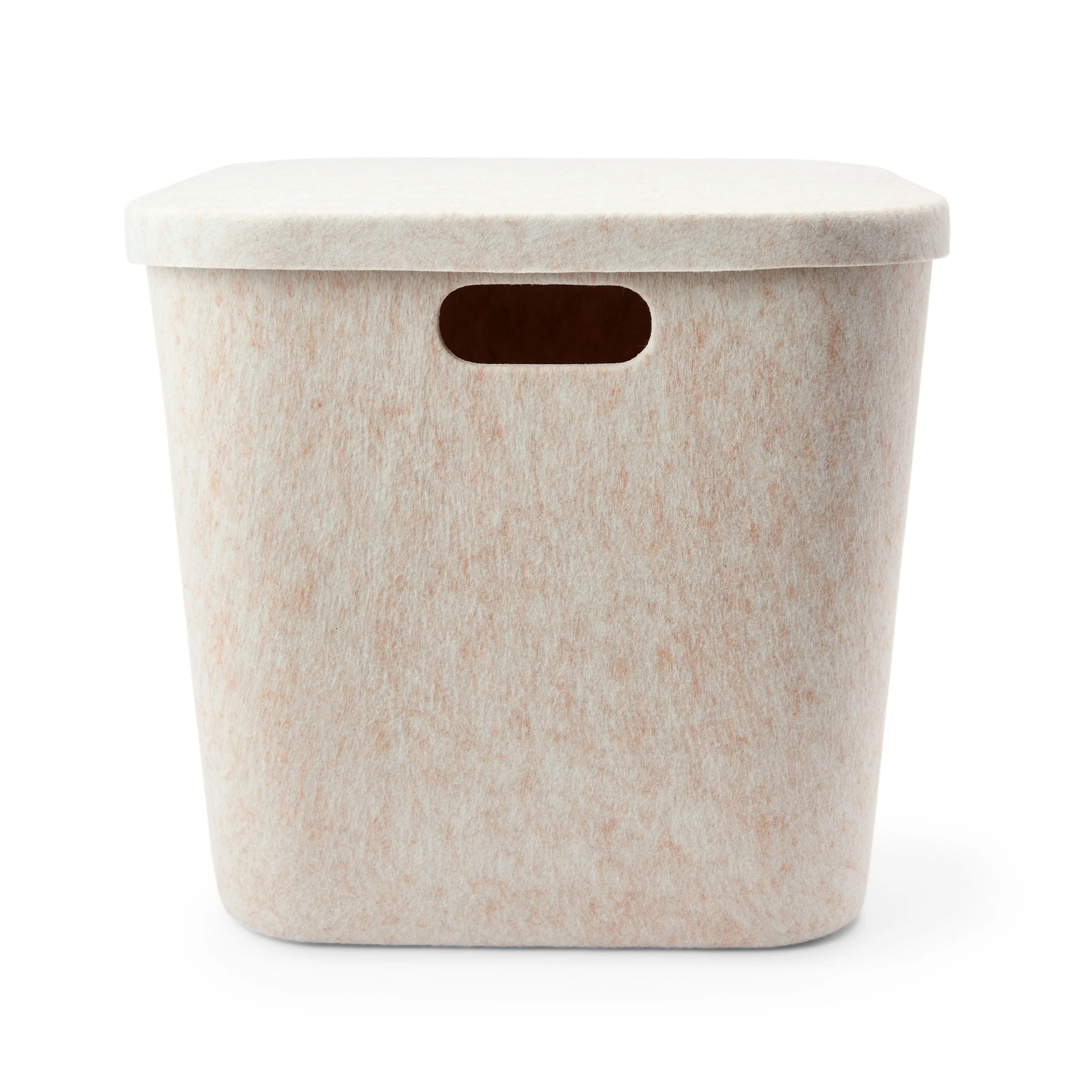 5 Square Felt Basket with Lid - Beige, 5 of 9