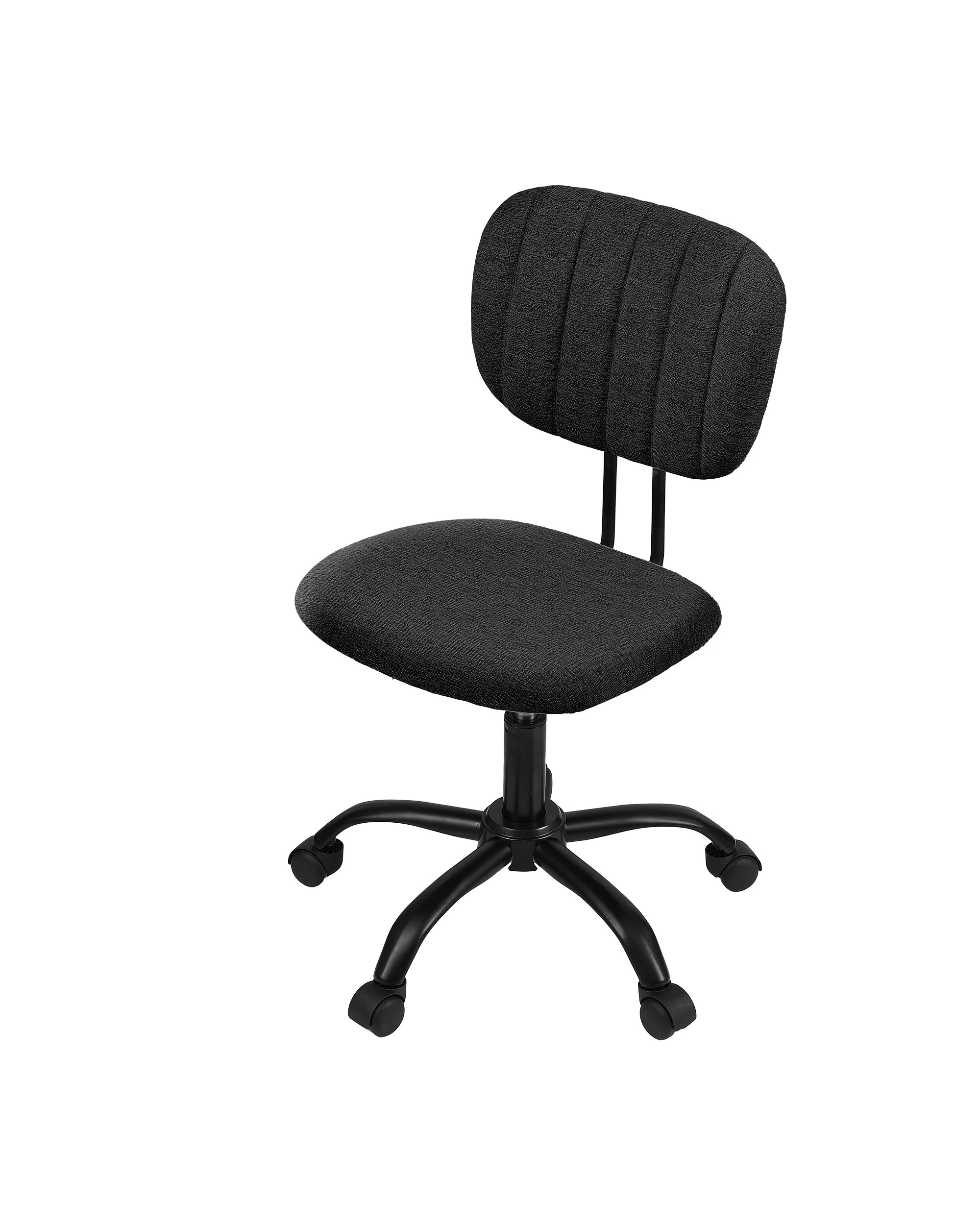 3 Artiss Armless Office Chair w/ Wheels, 360° Swivel, Height Adjustable, Fabric Seat & Back - Black, 3 of 7