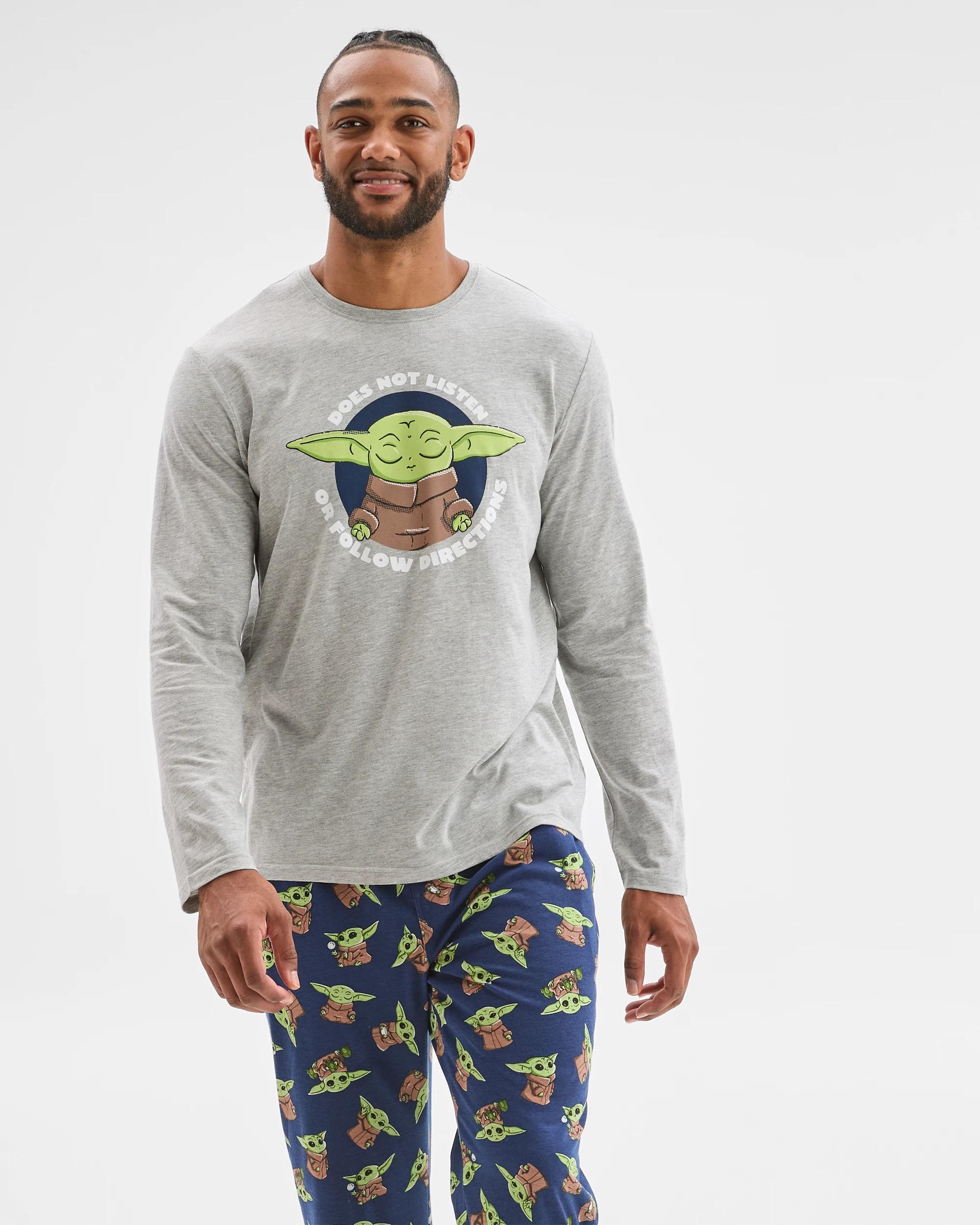 1 Star Wars Grogu Knit Pyjama Set GREY + NAVY, 1 of 6