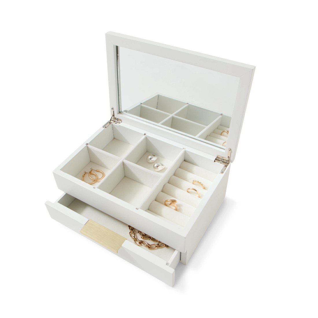 1 2 Tier White Jewellery Box, 1 of 5
