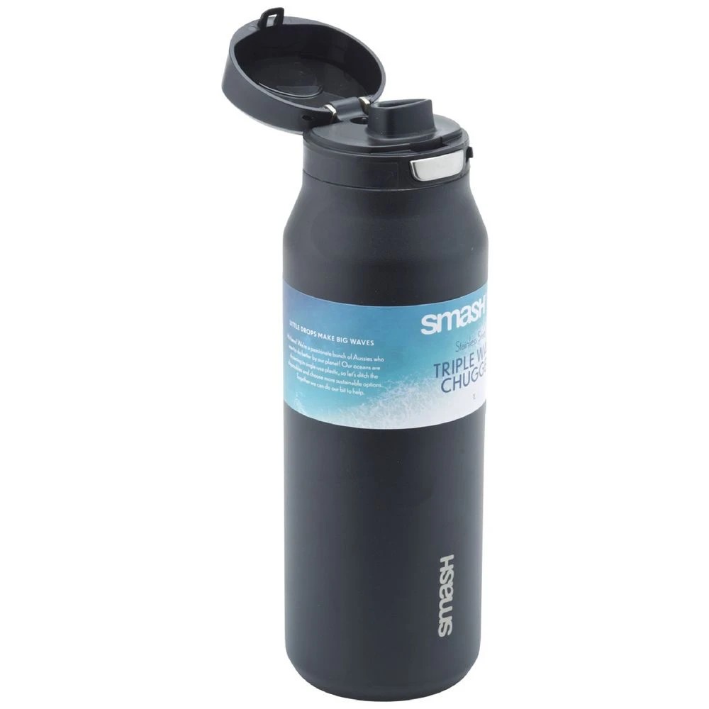 1 Smash Blue Triple Wall Chugger 1L Black, 1 of 3