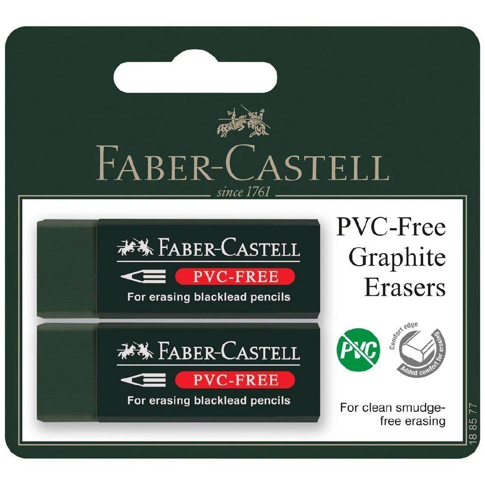 1 Faber-Castell PVC-free Erasers 2 Pack Green, 1 of 3