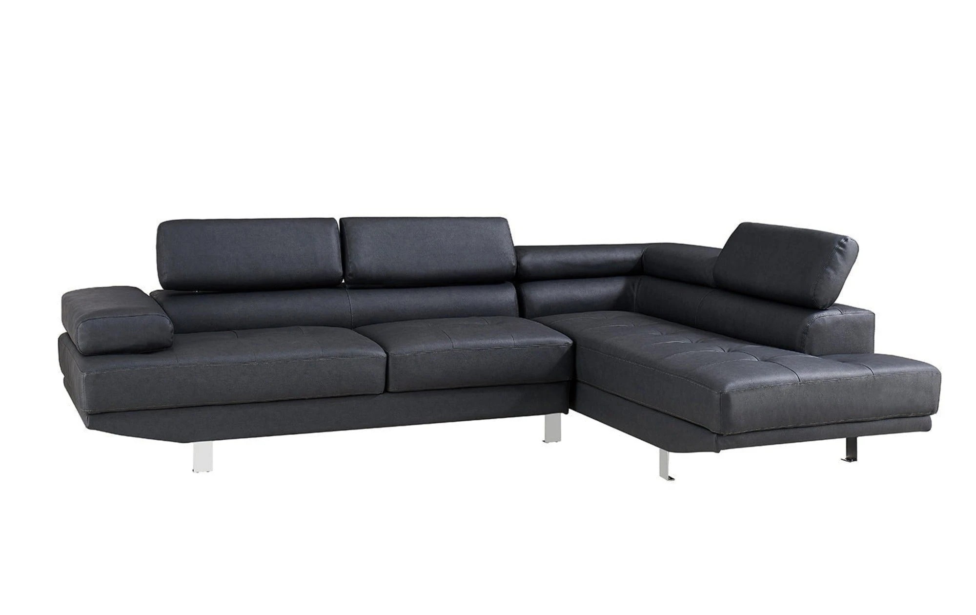 6 Foret 2.8m Black Fabric Sectional Sofa Chaise Lounge Suite Couch Furniture, 6 of 6