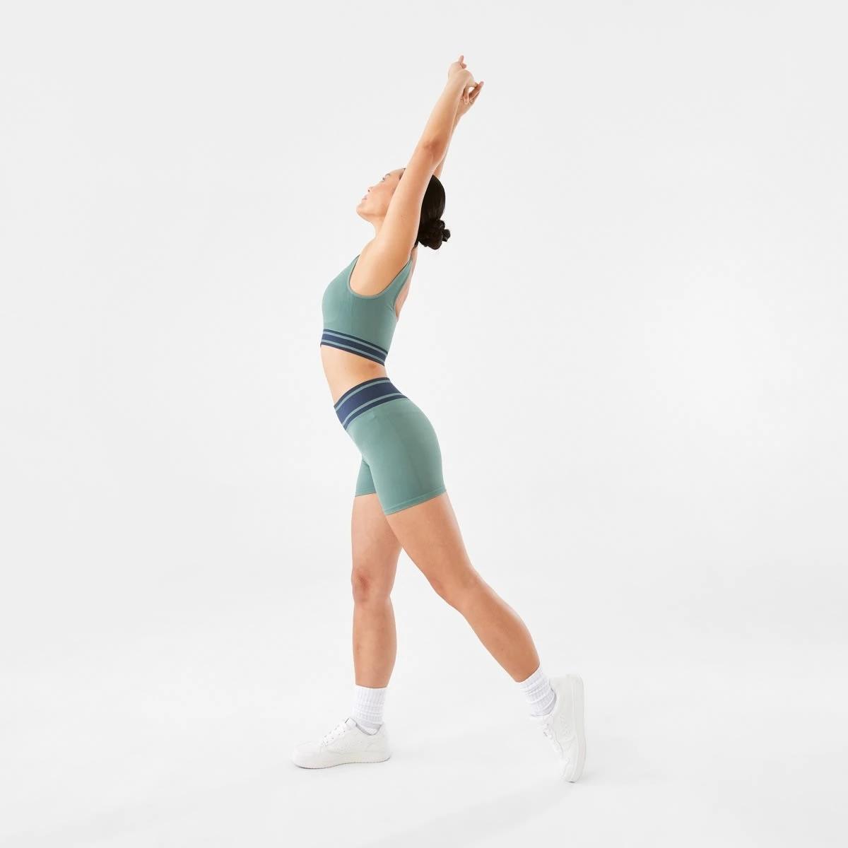 3 Active Womens Seamfree Square Tipping Crop Top Green Jet, 3 of 7