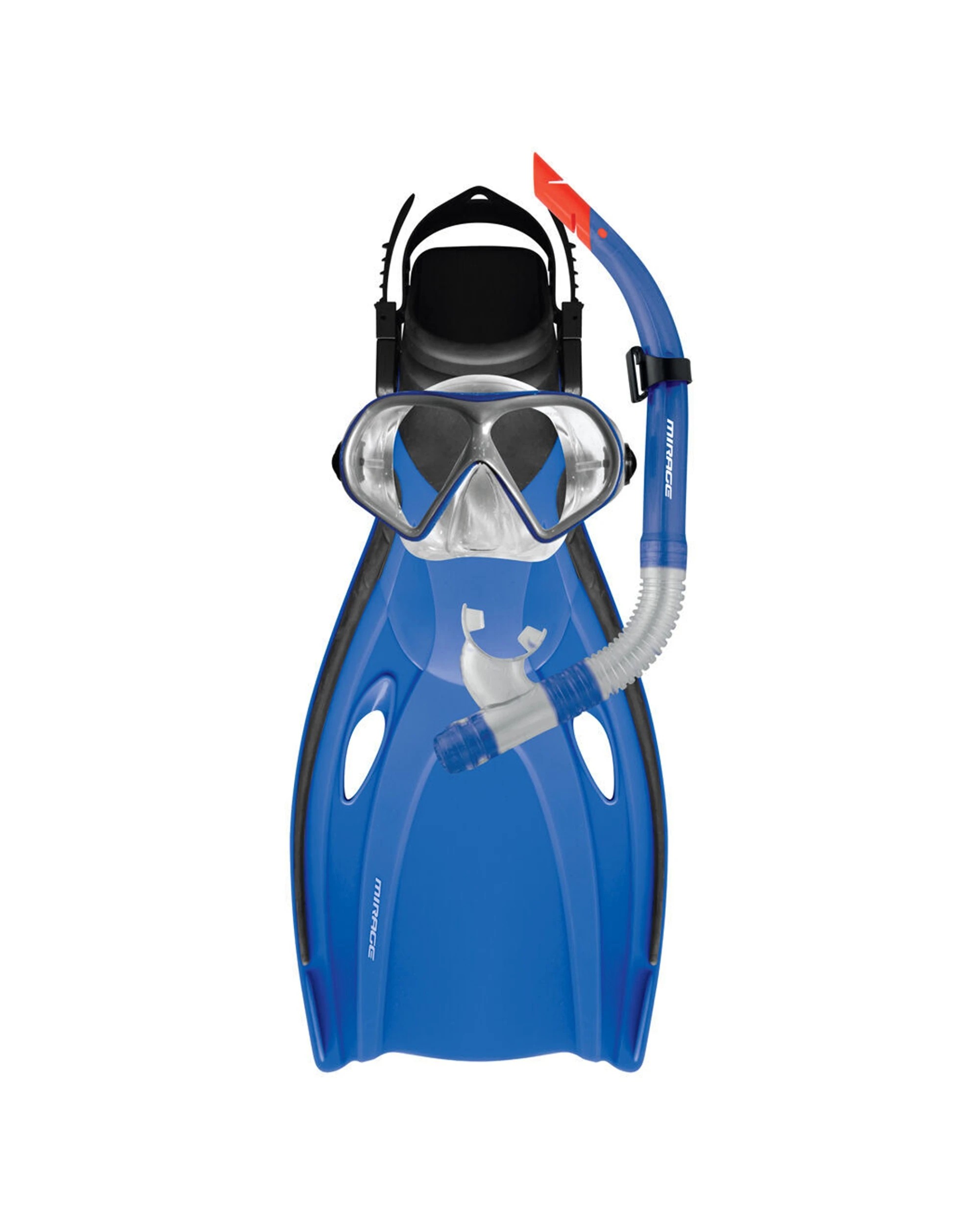 1 Mirage 4pc Mirage Mission Silicone Snorkelling Mask Snorkel Fins Set L XL - Blue, 1 of 1