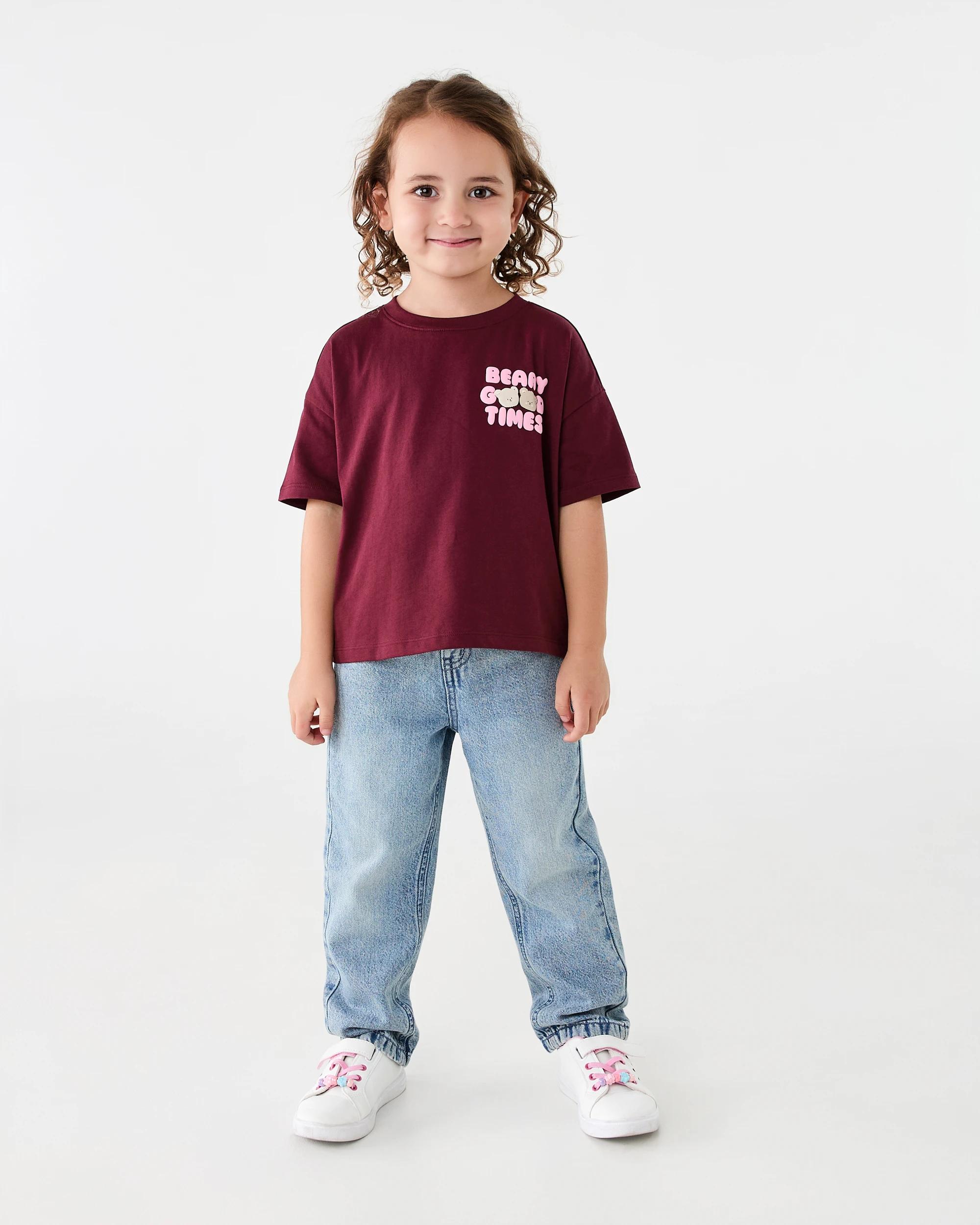 7 Short Sleeve Oversized Embroidered T-shirt Red Bear, 7 of 8