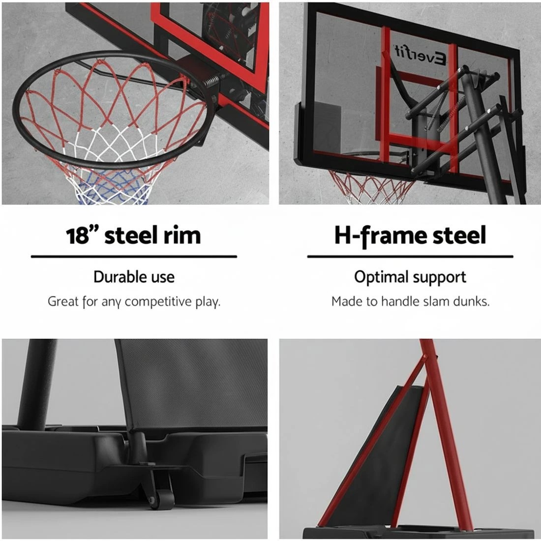 5 Everfit 3.05M Basketball Hoop Stand System Adjustable Height Portable Red Pro - Red, 5 of 7