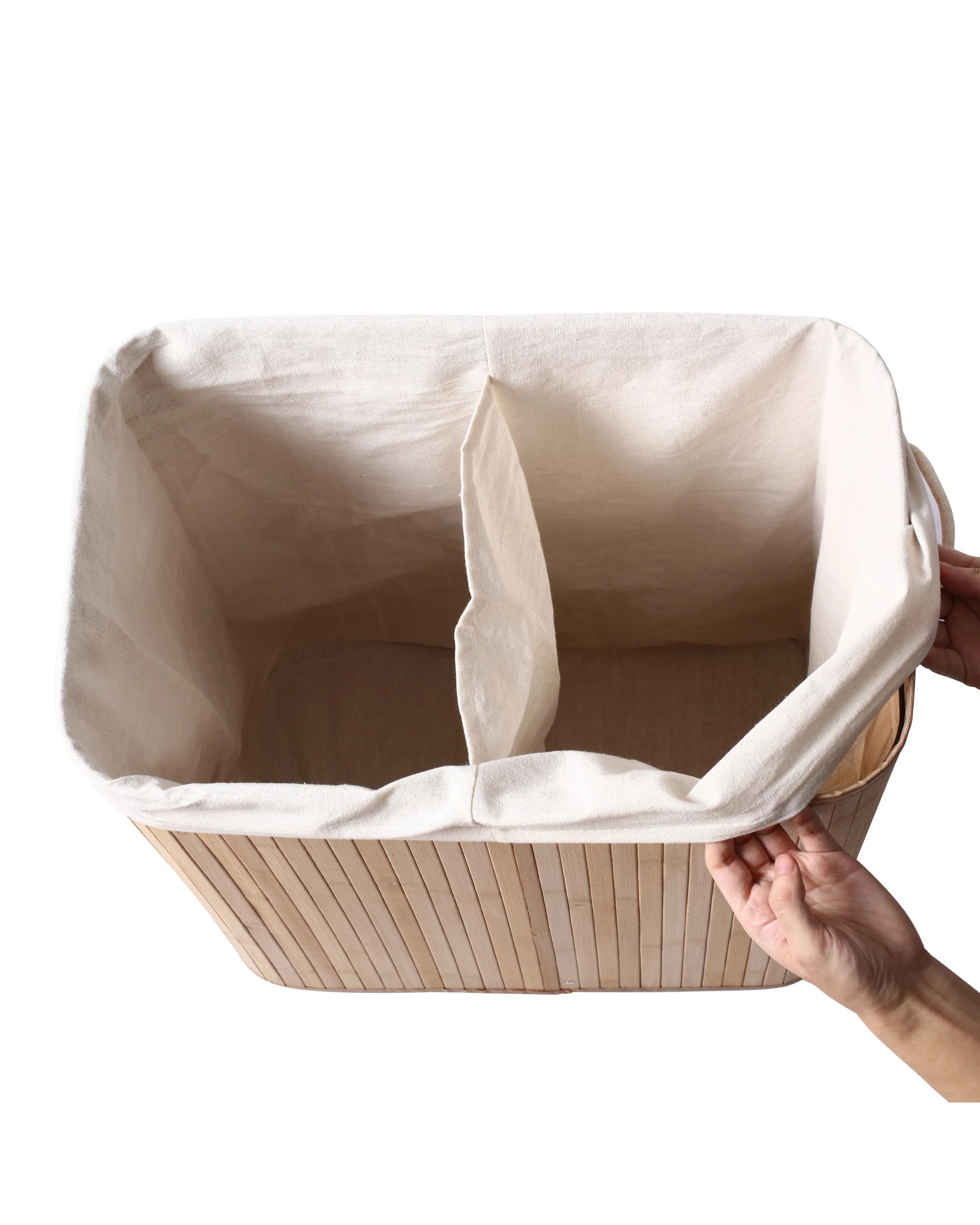 6 Sherwood Home Extra Large Rectangular Foldable Bamboo Laundry Hamper - 2 Sided - Natural, 6 of 10