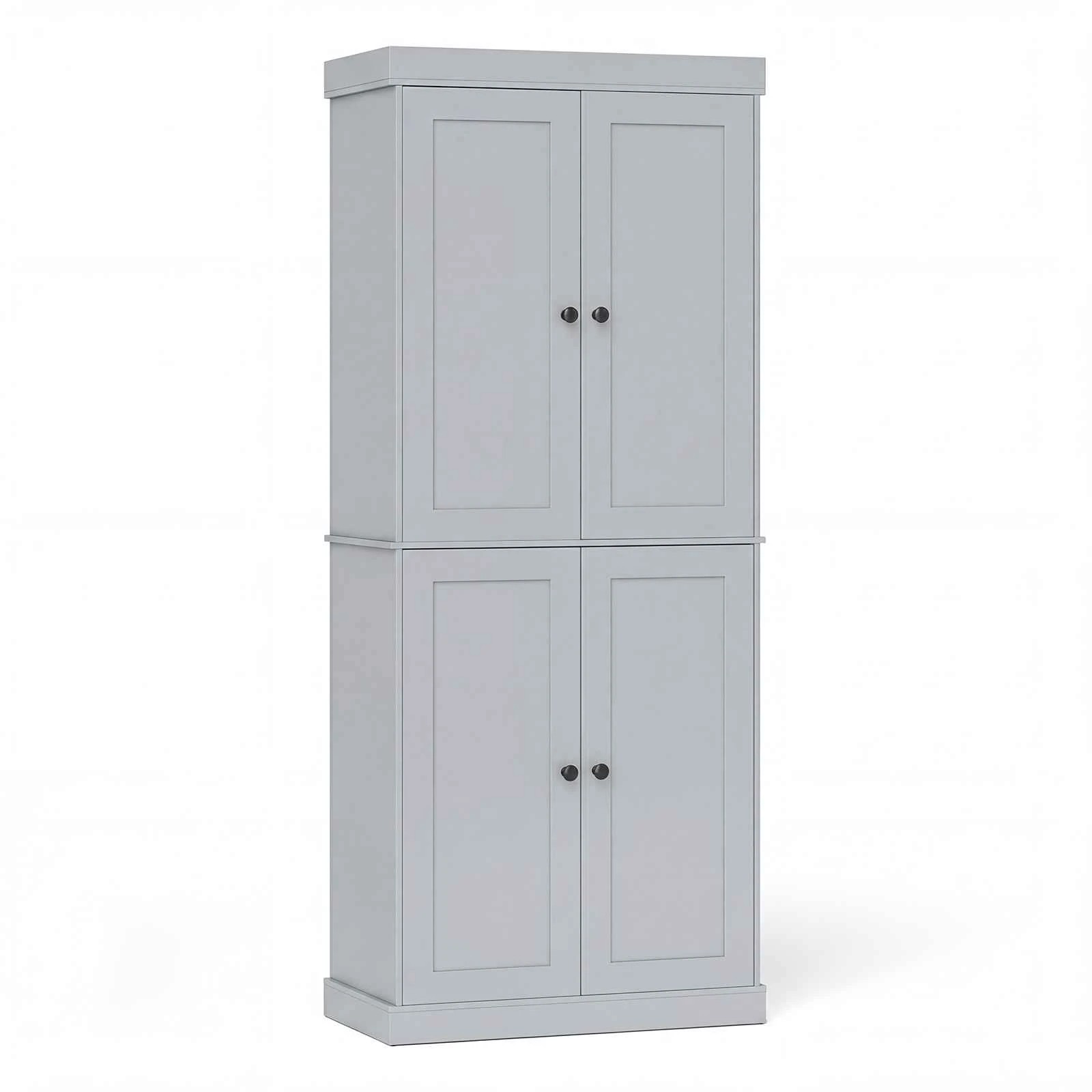 1 Costway 185cm 4 Door Buffet Sideboard Cupboard w/6-Tier Shelves Standing Storage Cabinet - Grey, 1 of 2