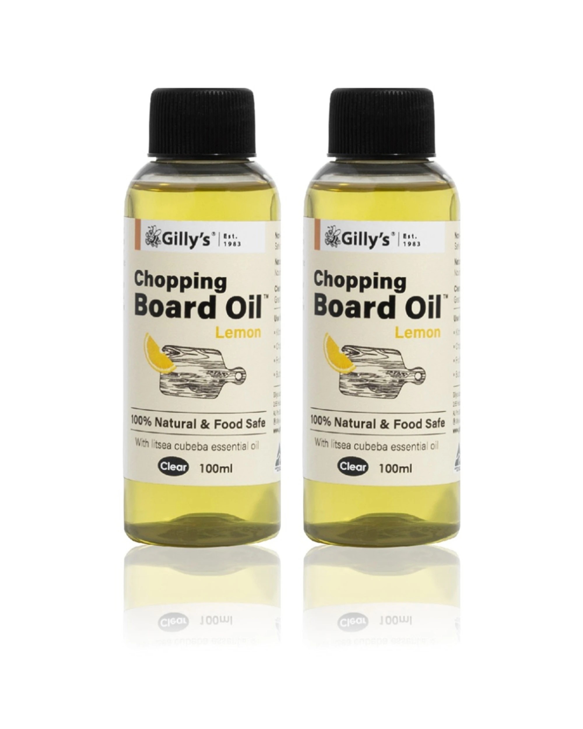 1 Gillys 2PC Chopping Board Oil Food Safe Beeswax 100mL Bottle for Kitchen Timber - Lemon, 1 of 1