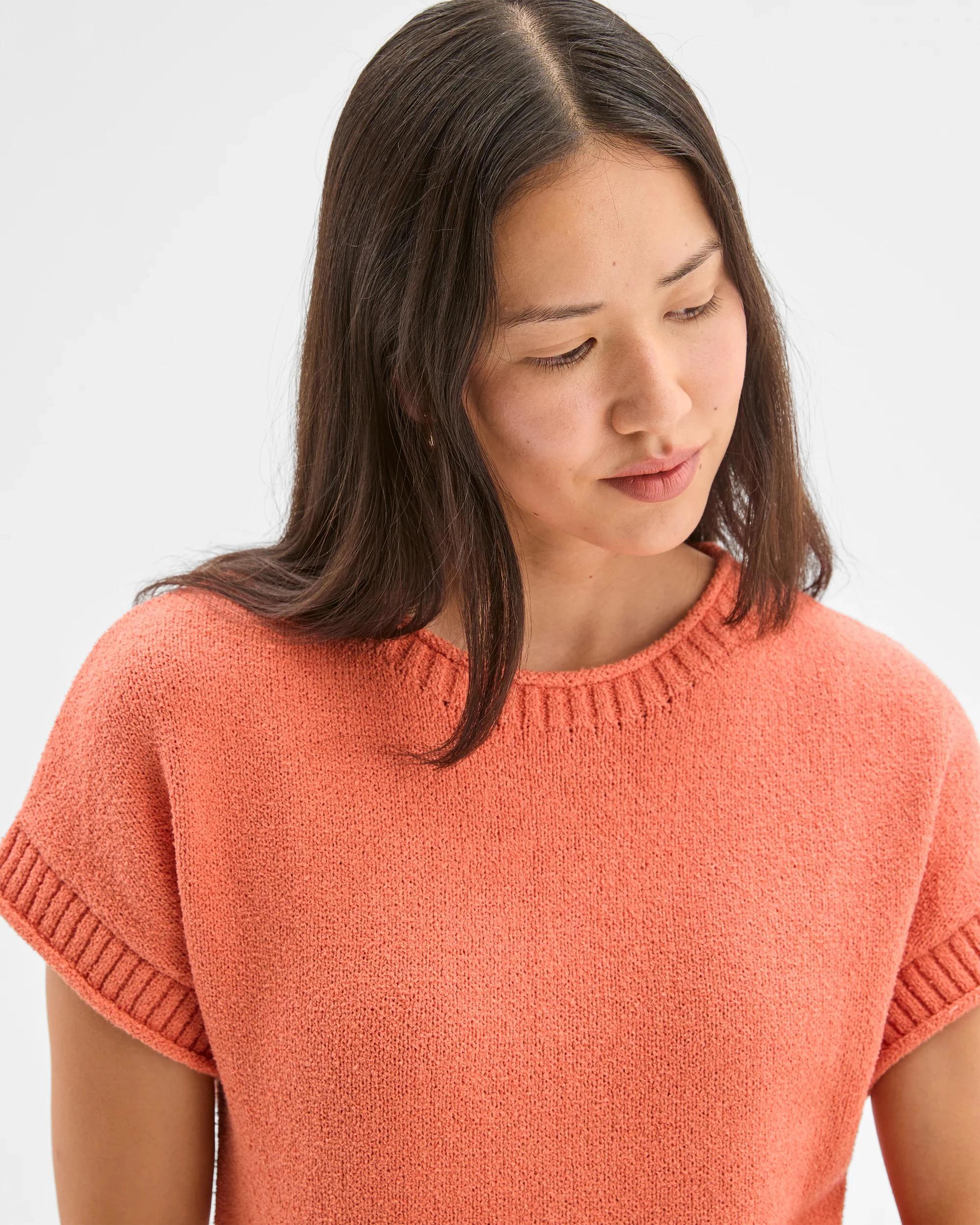 3 Target Australian Cotton Blend Boucle Roll Trim Knit Top PAPAYA, 3 of 5