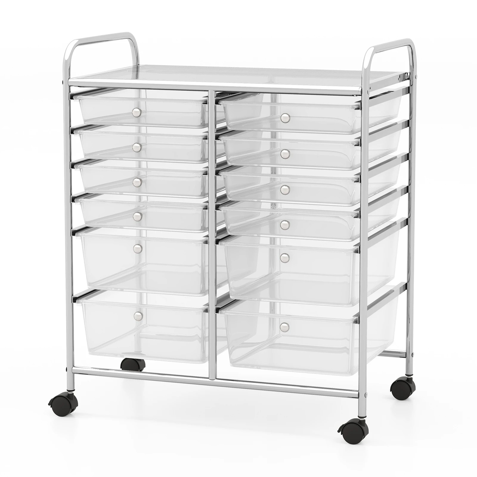 1 Costway 12 Drawers Rolling Storage Trolley Cart Filing Organizer - White, 1 of 1
