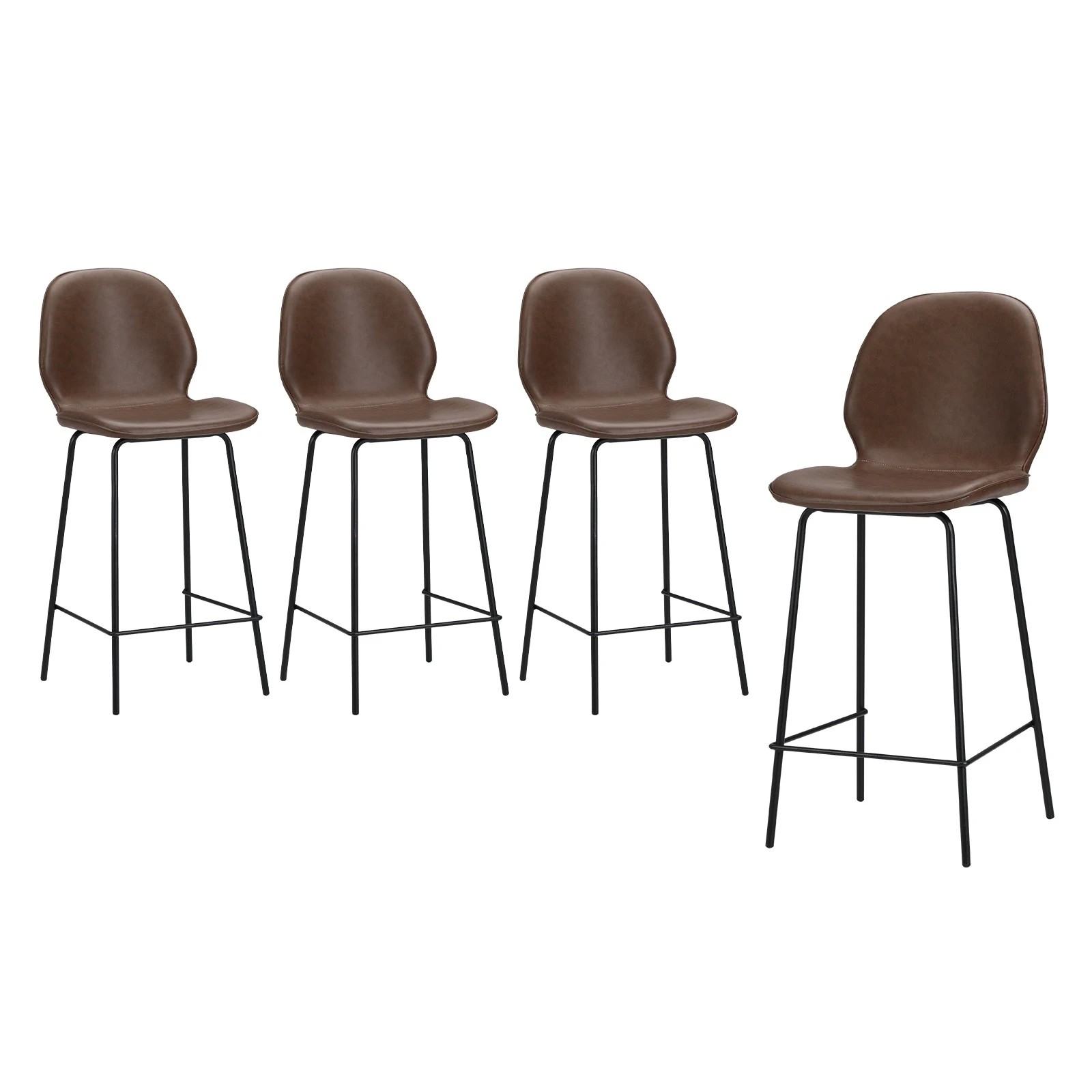 1 Oikiture 4PCS Bar Stools Kitchen Counter Chair Metal - Brown, 1 of 9