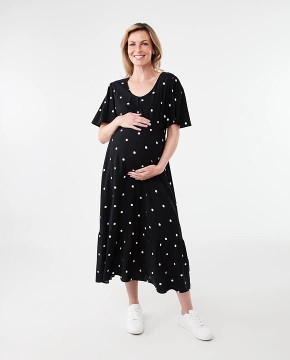 navy blue dress for baby girl Maternity Rib Long Sleeve Dress – BAE The Label Australia main image 0