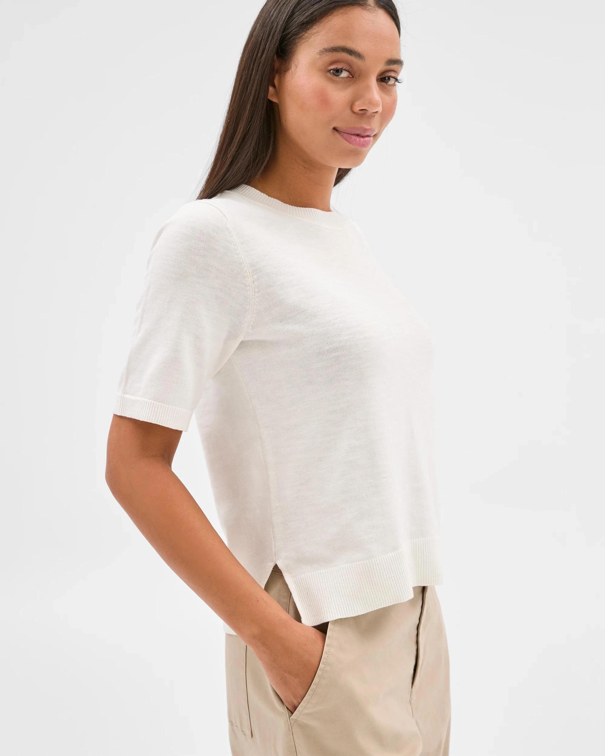 4 Target Australian Cotton/Linen Blend Knitted T-Shirt WHITE, 4 of 6