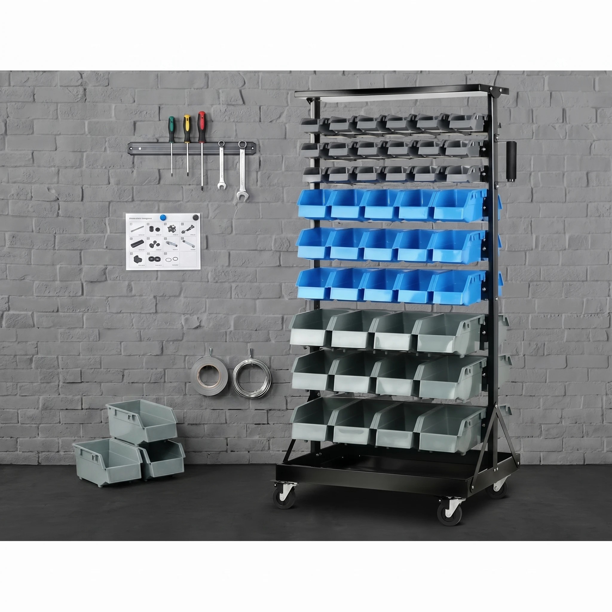 3 Giantz 90 Storage Bin Rack Stand Double-sided - Multi, 3 of 9