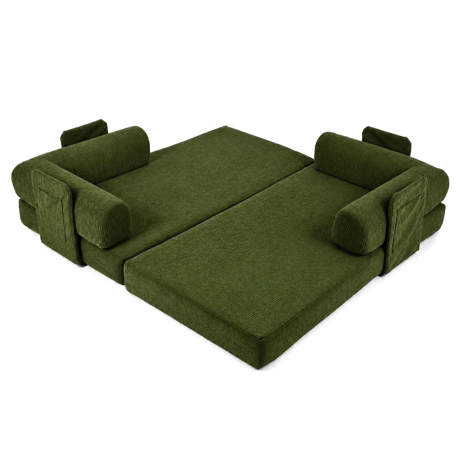 4 Advwin Folding Sofa Bed 5 in 1 Convertible Floor Loveseat Couch with L Shaped Armrests and Pockets - Green, 4 of 7