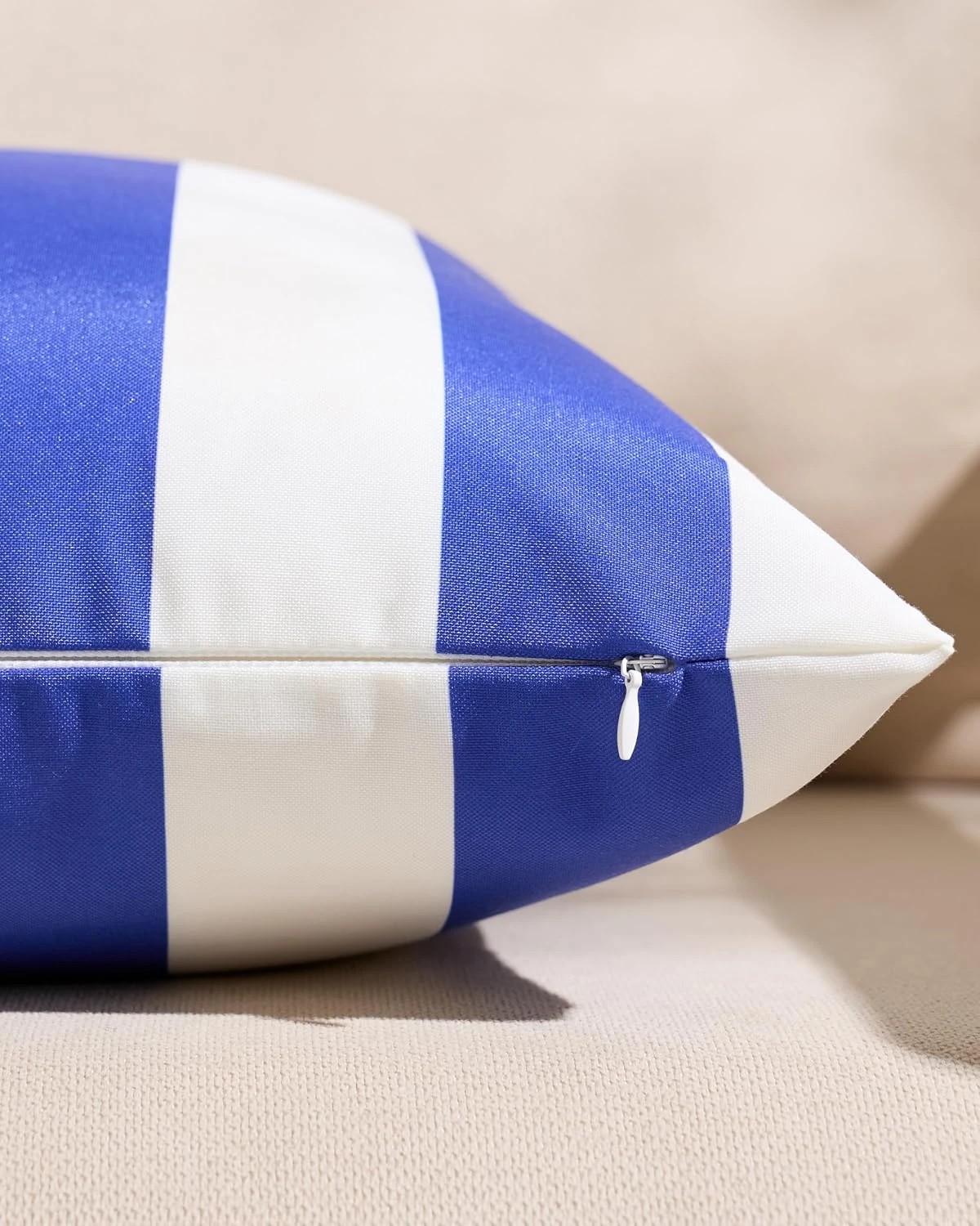 2 Gioia Casa 2-Pack Striped Outdoor Waterproof Cushion Covers - Royal Blue, 45×45cm, 2 of 3