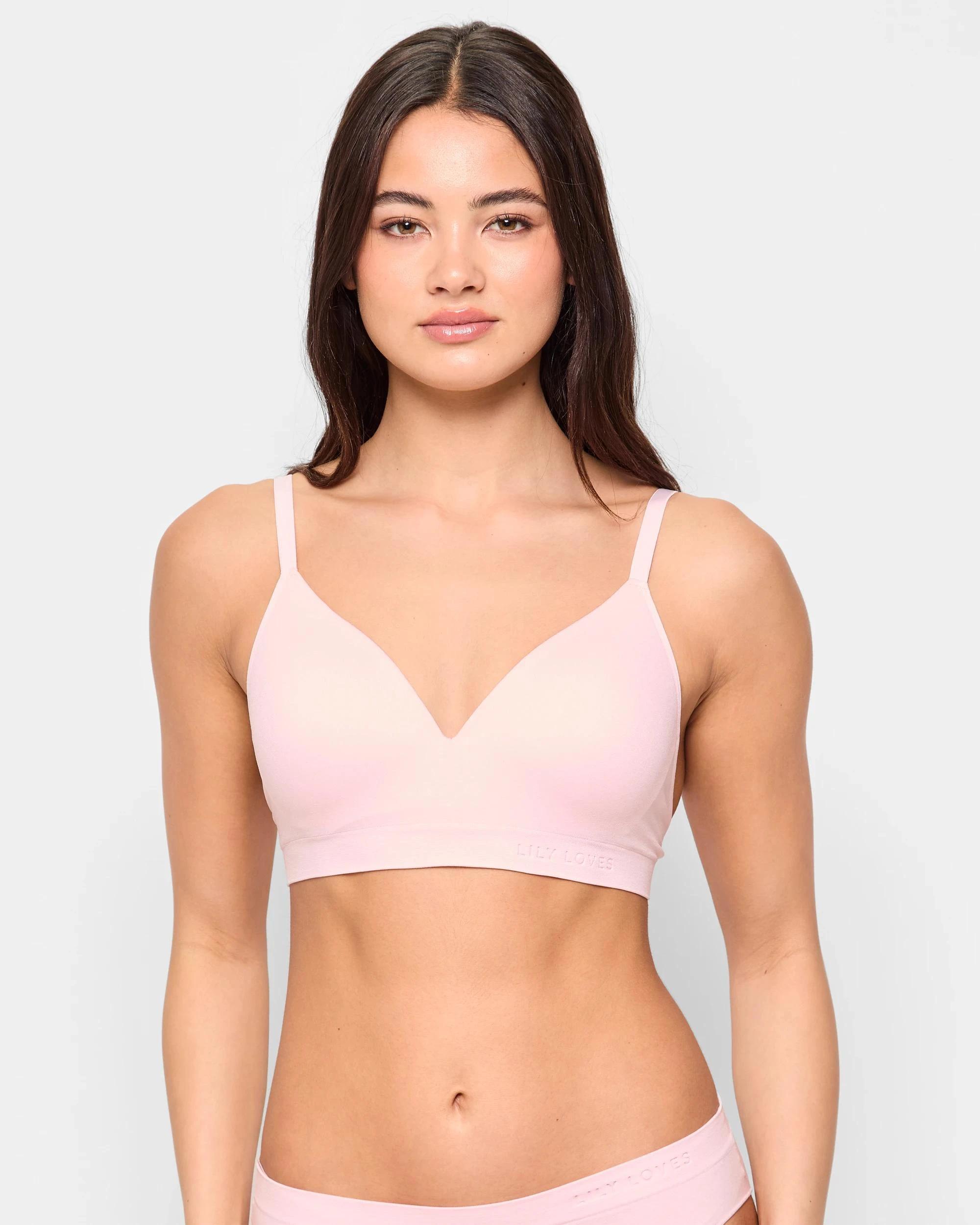 1 Lily Loves Seamfree Embossed Wirefree T-Shirt Crop Bra CAMEO PINK, 1 of 4