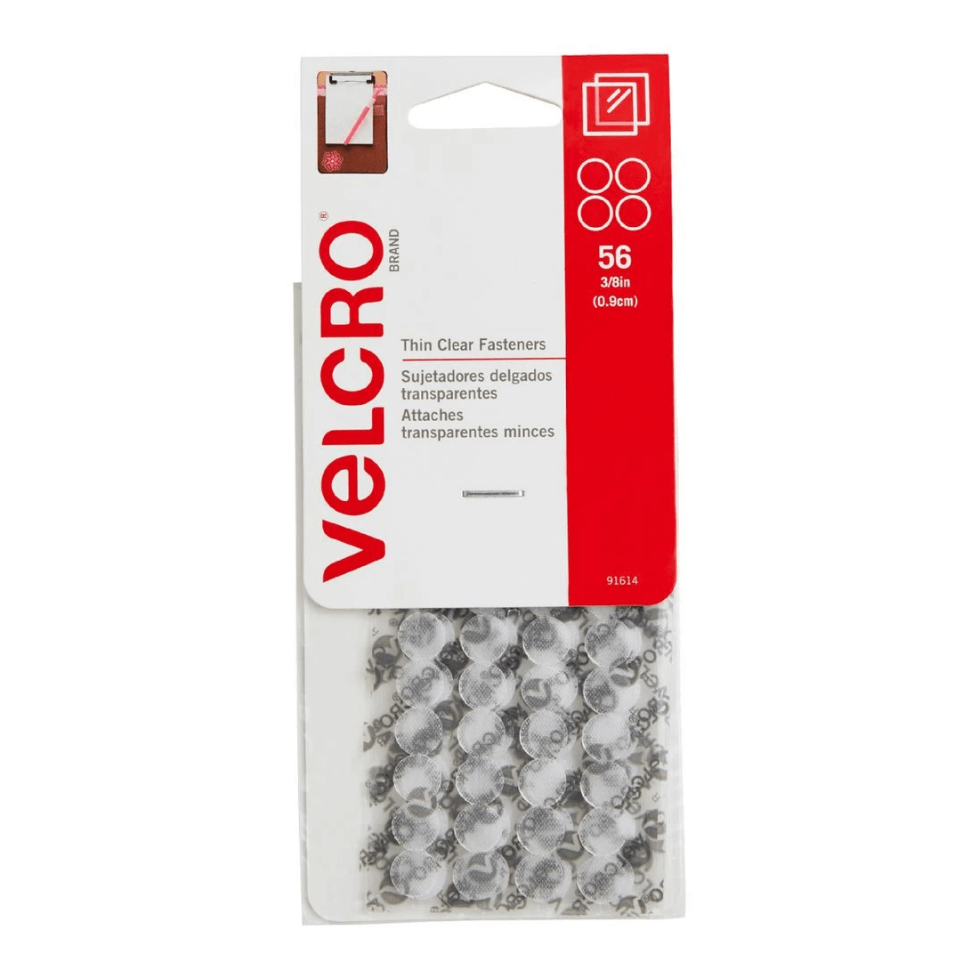 1 VELCRO Brand Thin Hook and Loop Dots Clear 0.9cm 56 Sets, 1 of 1