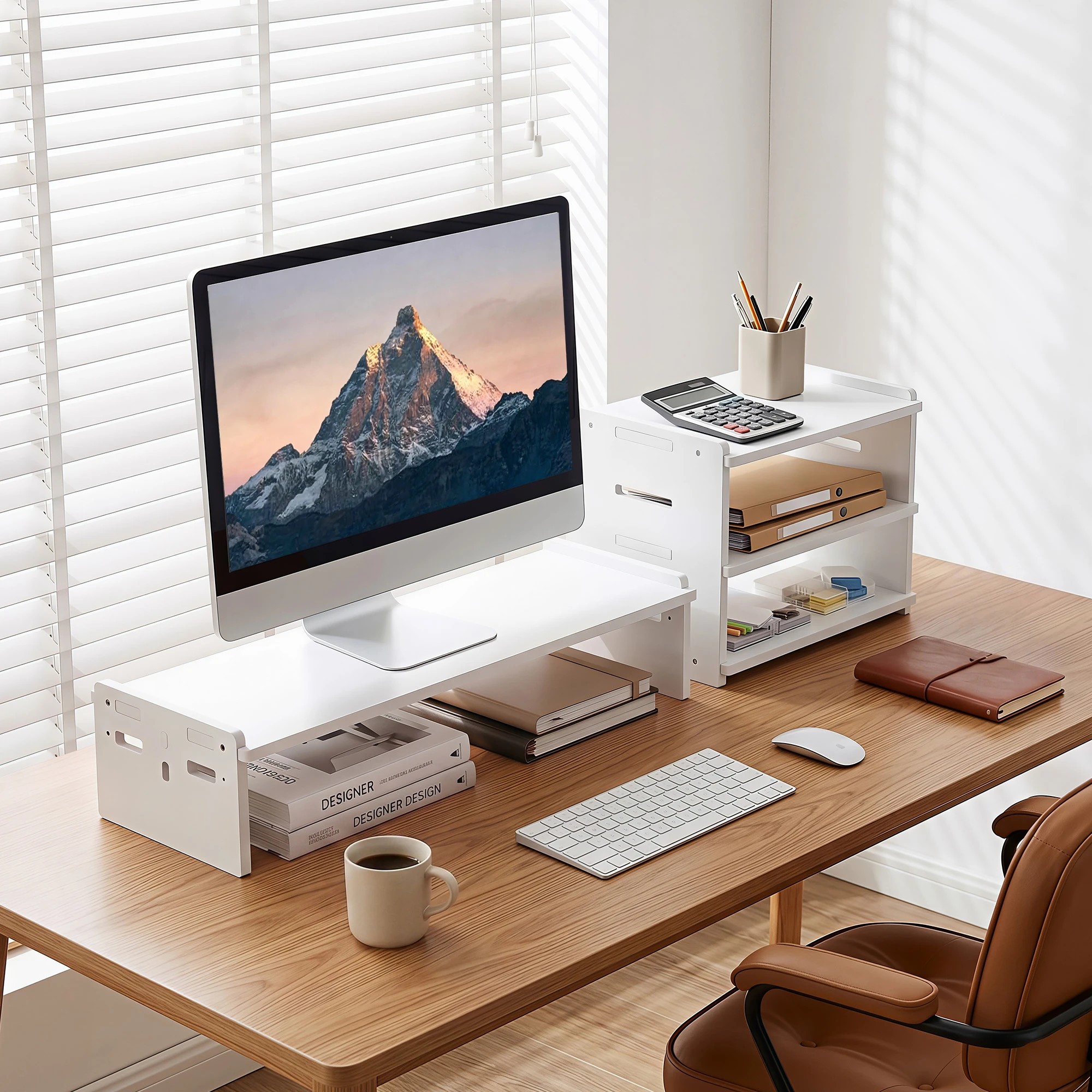 Artiss 2-in-1 Monitor Stand and 3-Tier Desk Organiser, PC Screen Riser ...