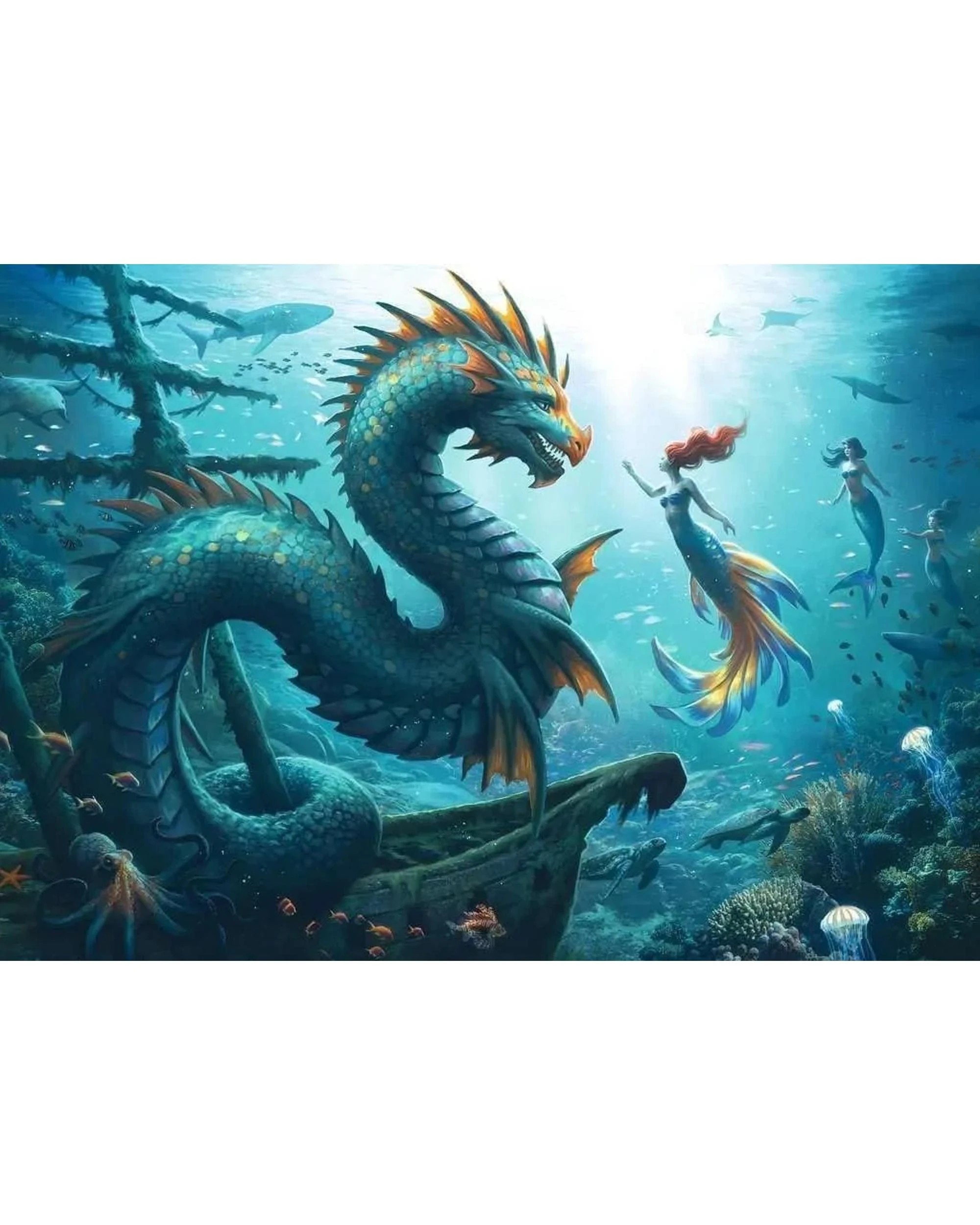 2 Ravensburger Enchanted Depths Dragon Mermaid and Turtles 1000 Piece Jigsaw Puzzle, 2 of 2
