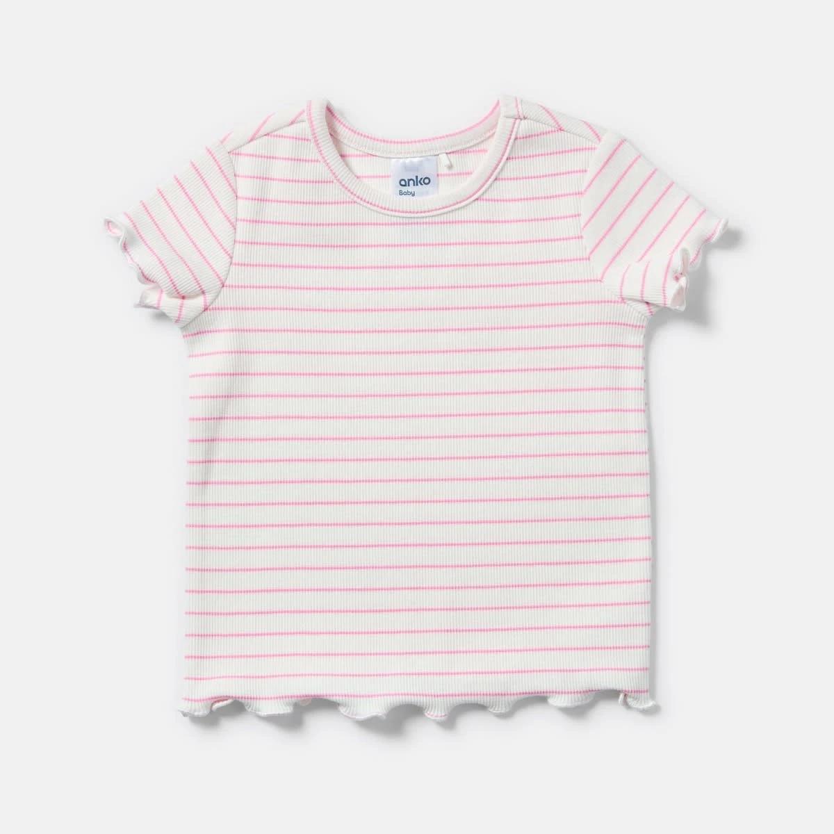 3 3 Pack Short Sleeve Ribbed T-shirt PINK DAISIES, 3 of 8