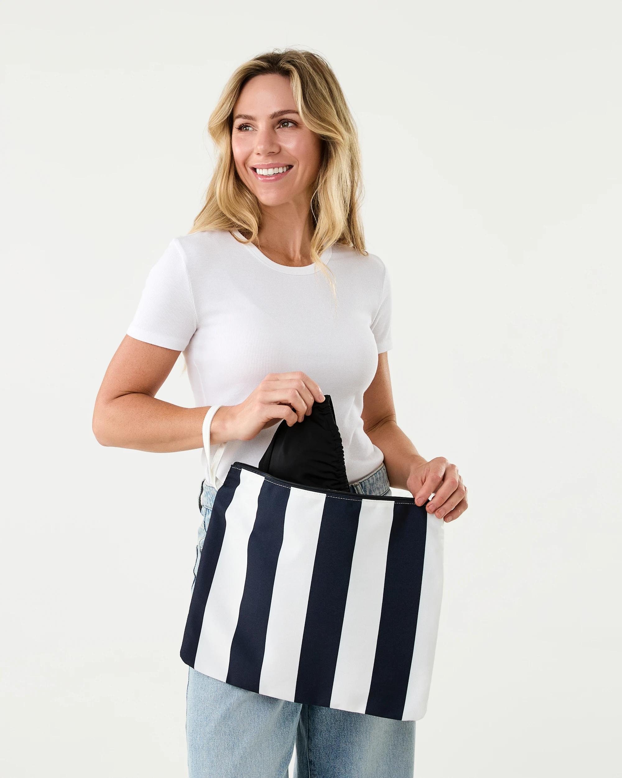 4 Large Bikini Bag Nav Stripe, 4 of 4