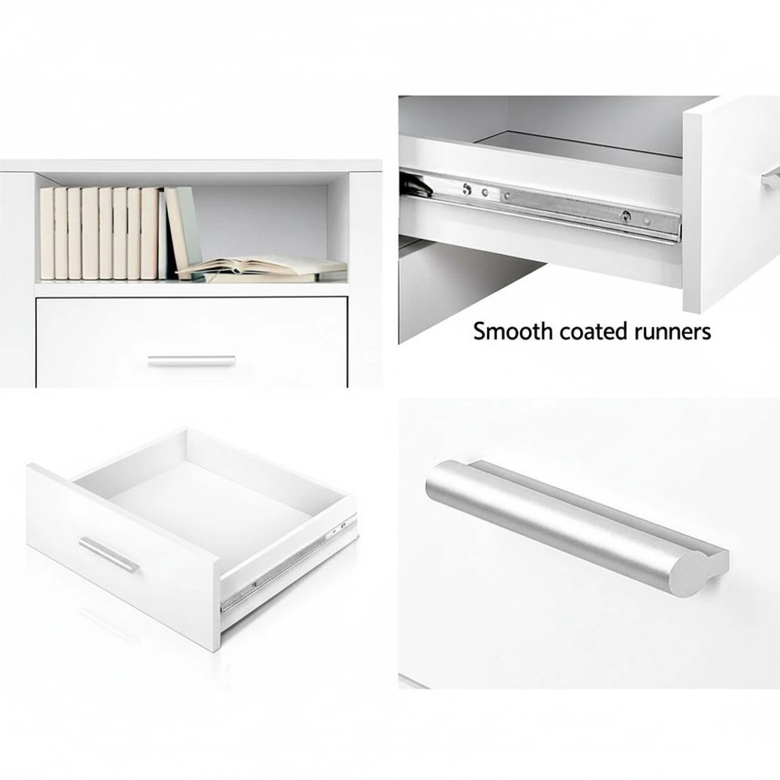 4 Artiss 2 X Bedside Table 2 Drawers with Shelf - White, 4 of 6