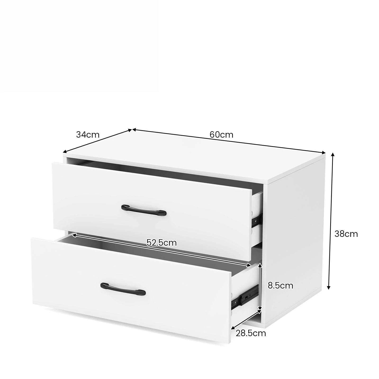2 Costway 2-Drawer Dresser Chest of Drawers Nightstand Storage Cabinet, 2 of 3