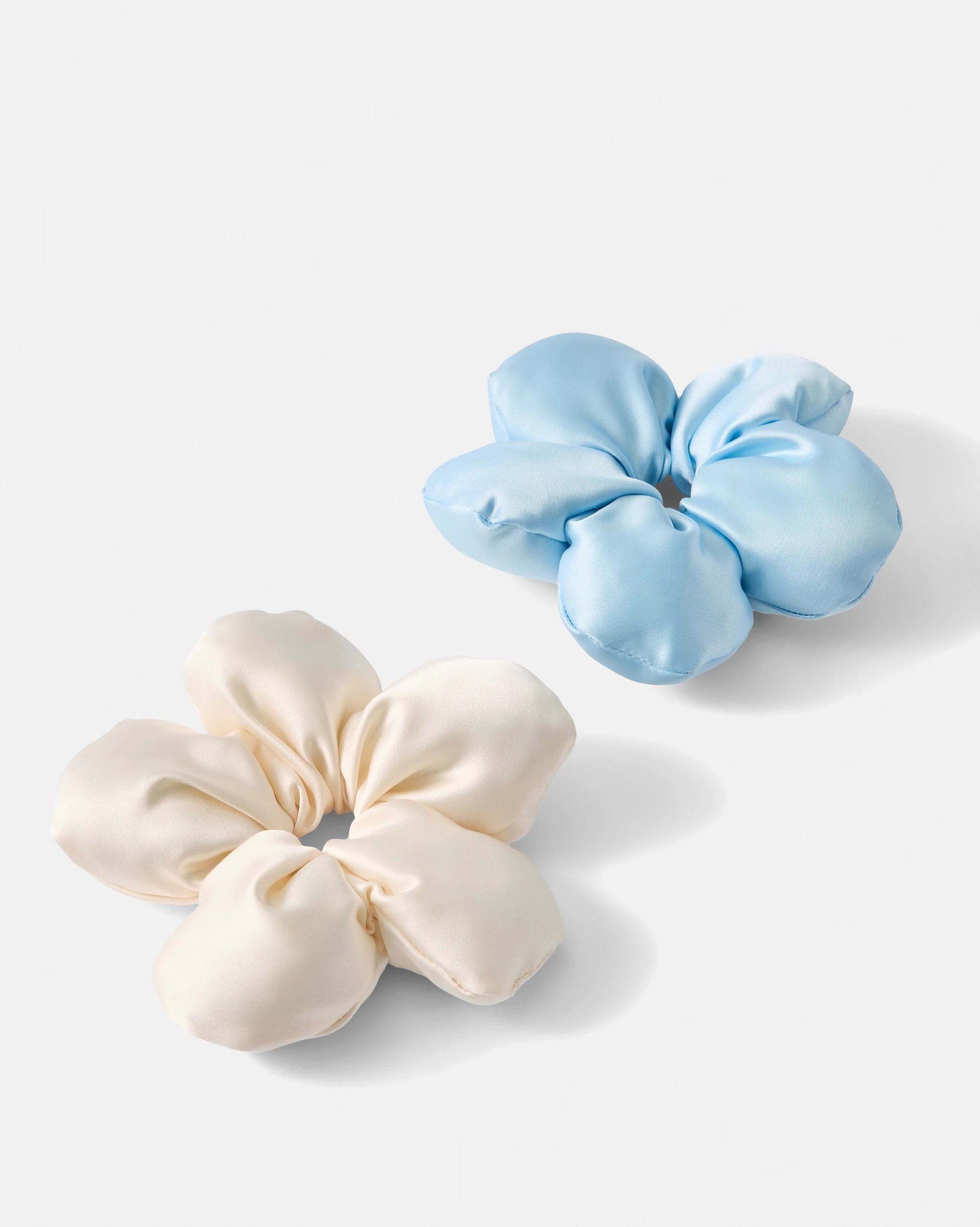 3 2 Pack Flower Scrunchies - Blue and Cream, 3 of 5