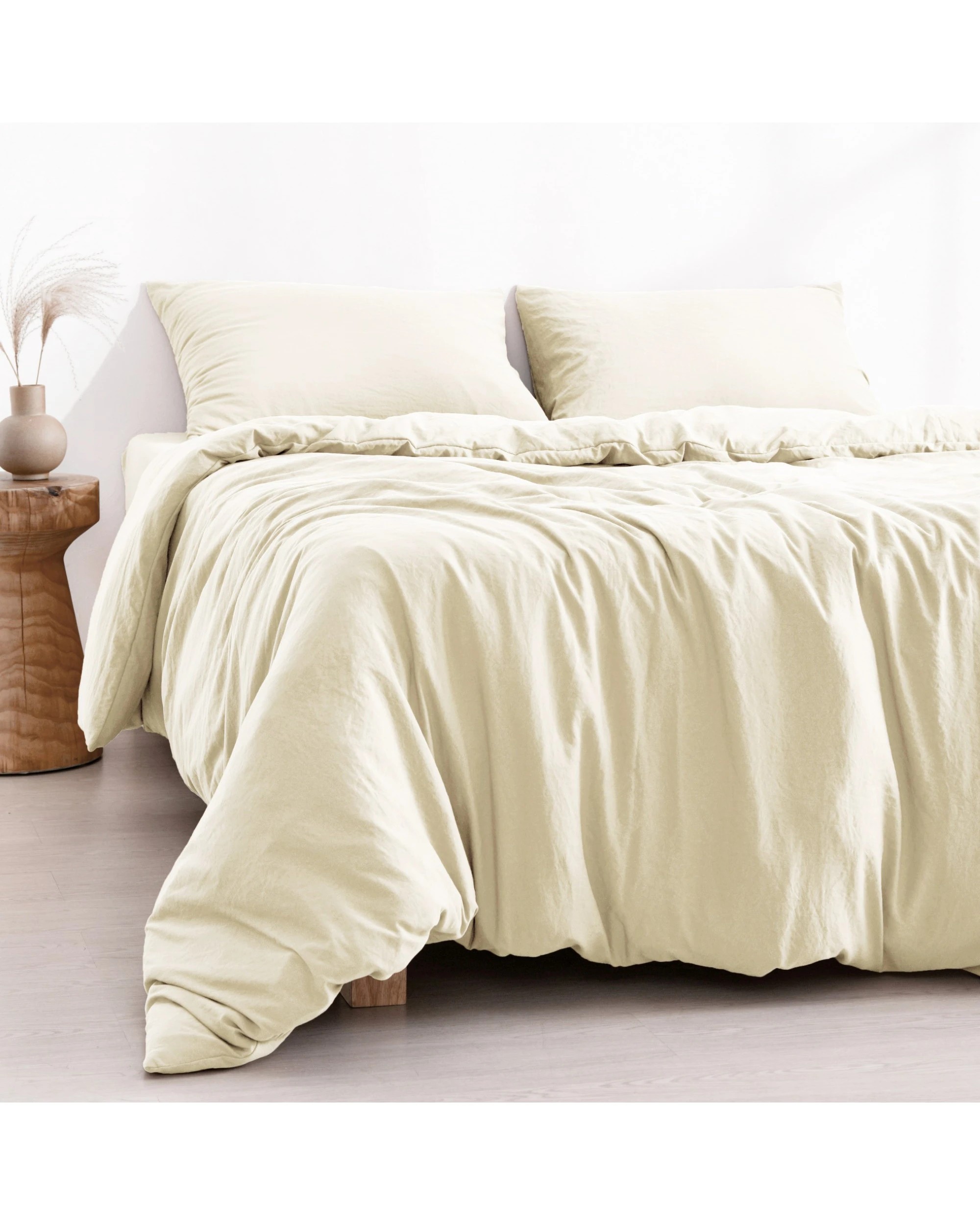 2 Dreamaker Superfine Washed Microfibre Quilt Cover Set - Queen Bed - Natural, 2 of 7
