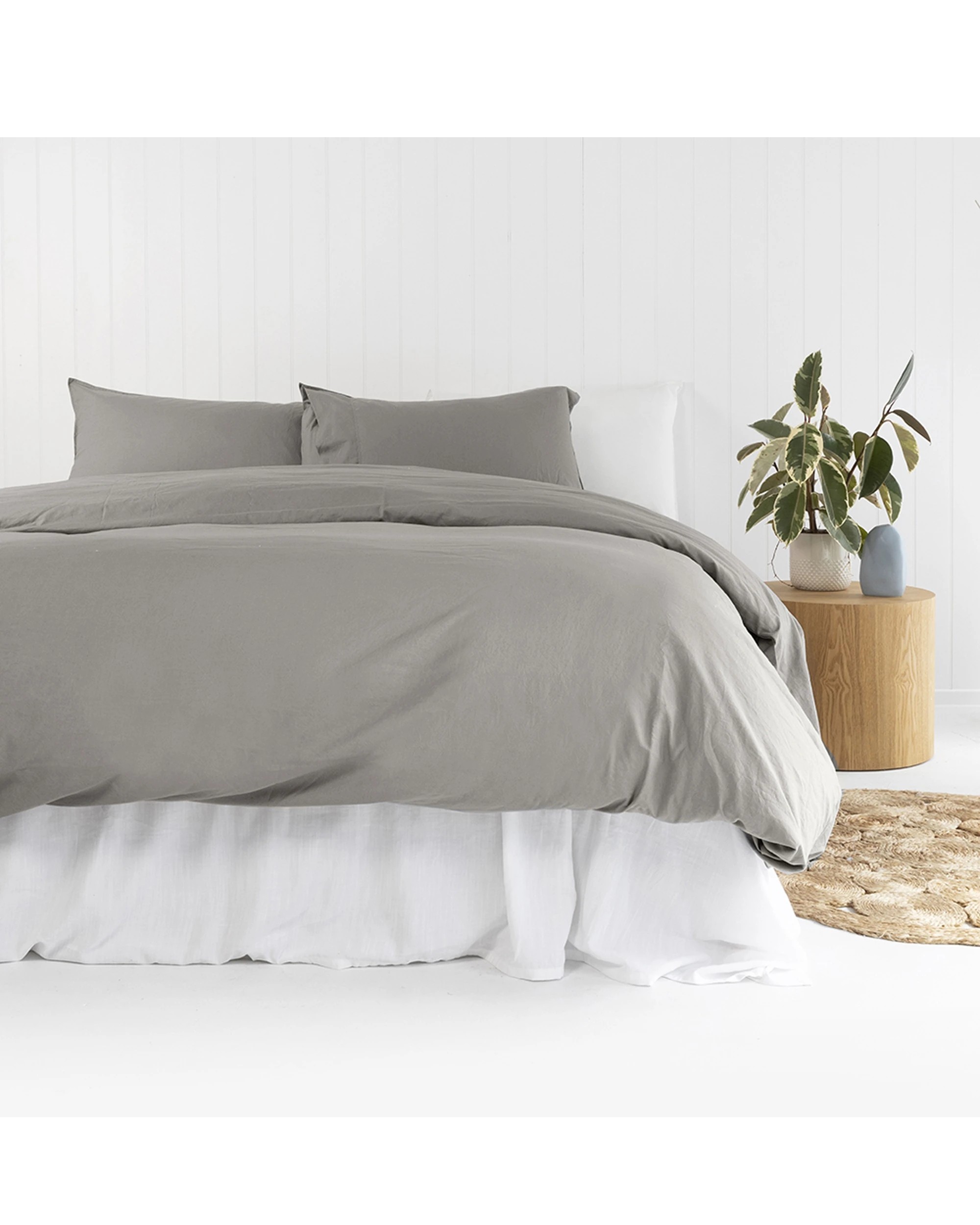 1 Bambury Temple Organic Cotton Quilt Cover Set Woven - Grey, 1 of 3