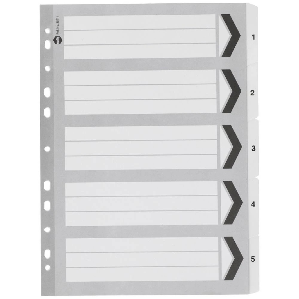 1 Marbig Reinforced A4 1-5 Tab Divider Black and White, 1 of 2