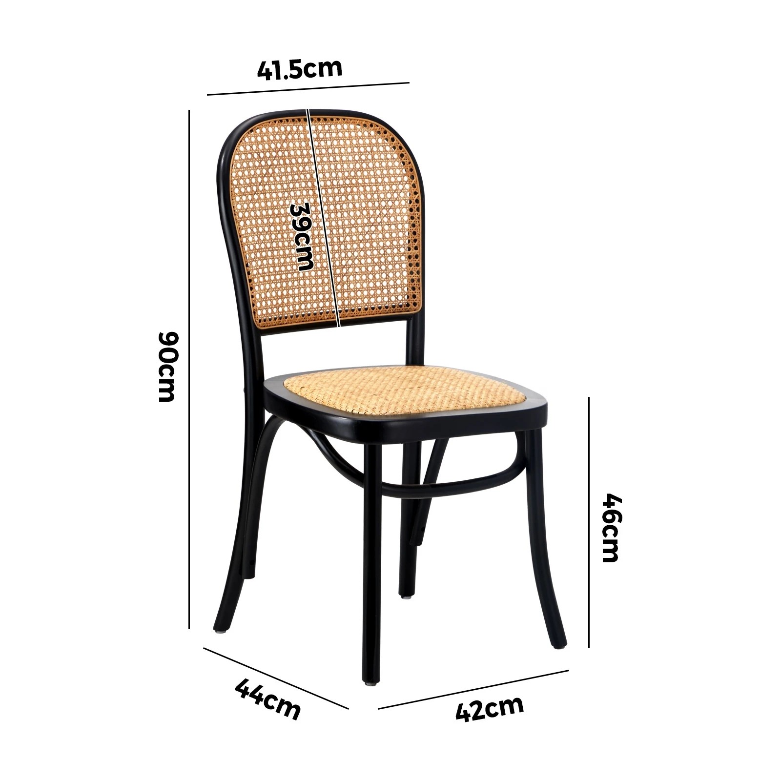 9 Oikiture 2pcs Dining Chairs Wooden Chairs Rattan Accent Chair
 - Black, 9 of 10