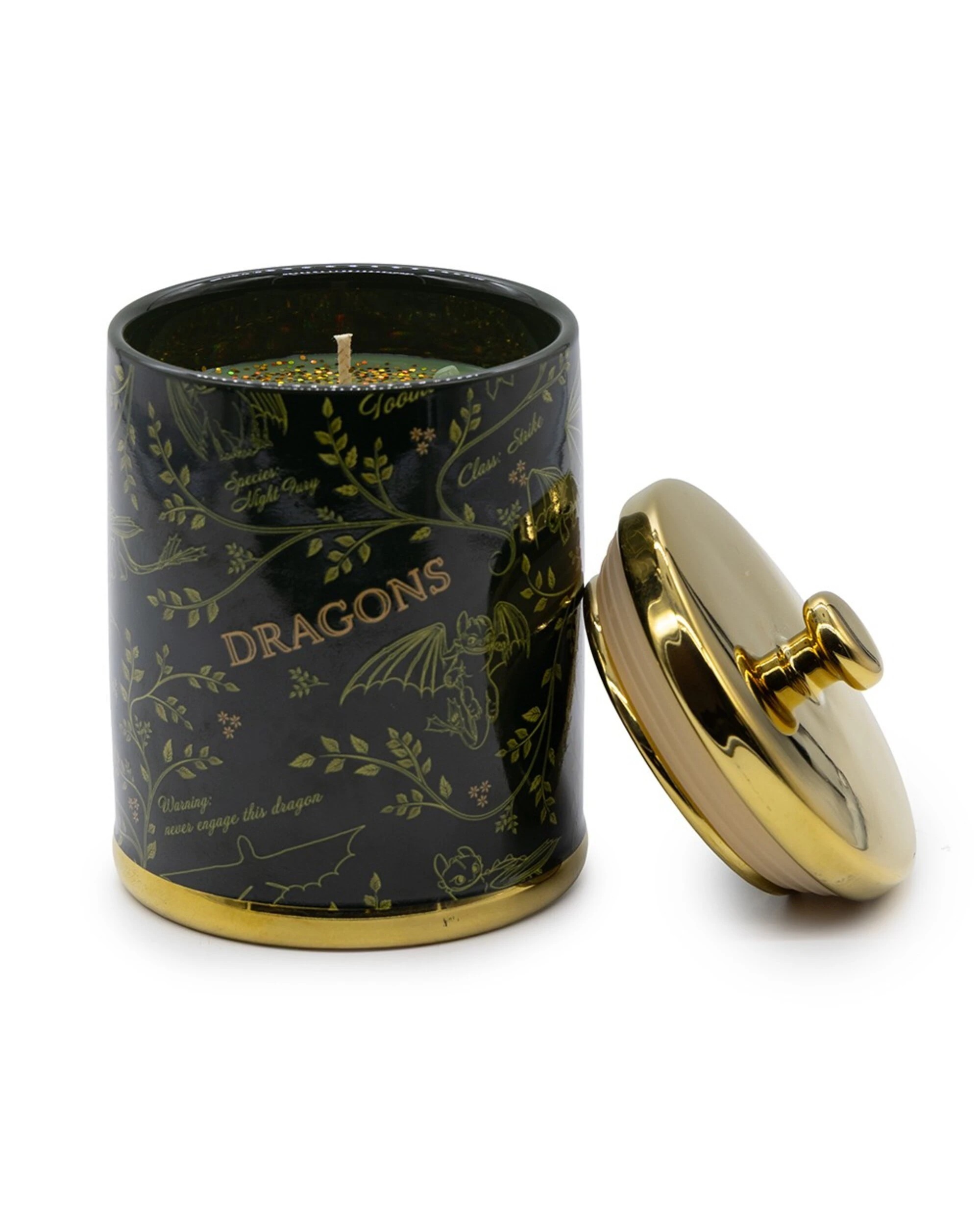1 How to Train Your Dragon - Toothless Forest Gold Leaf Candle - Green, 1 of 4