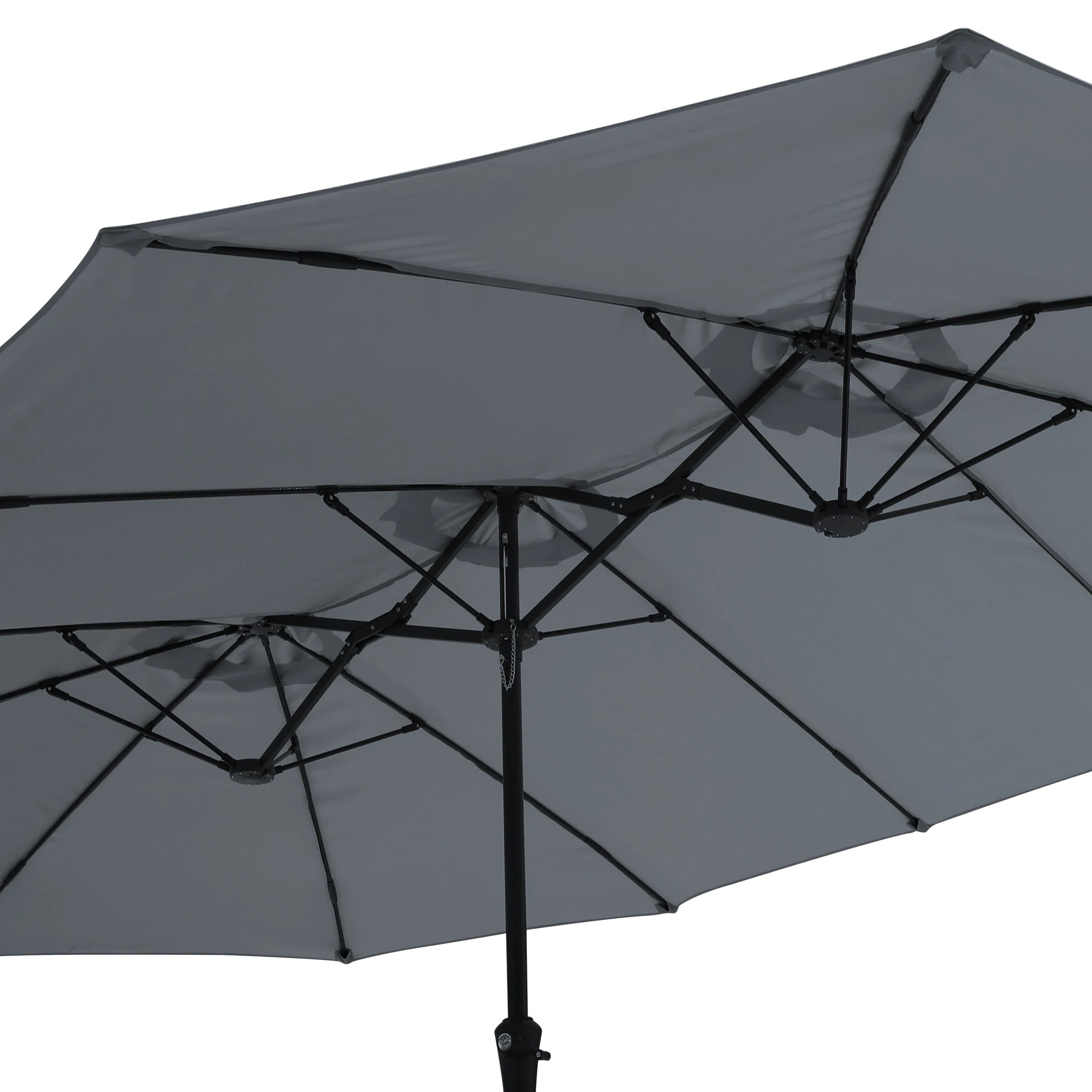 5 Centra 4x2M Outdoor Double Large Patio Umbrella with Base - Grey, 5 of 9