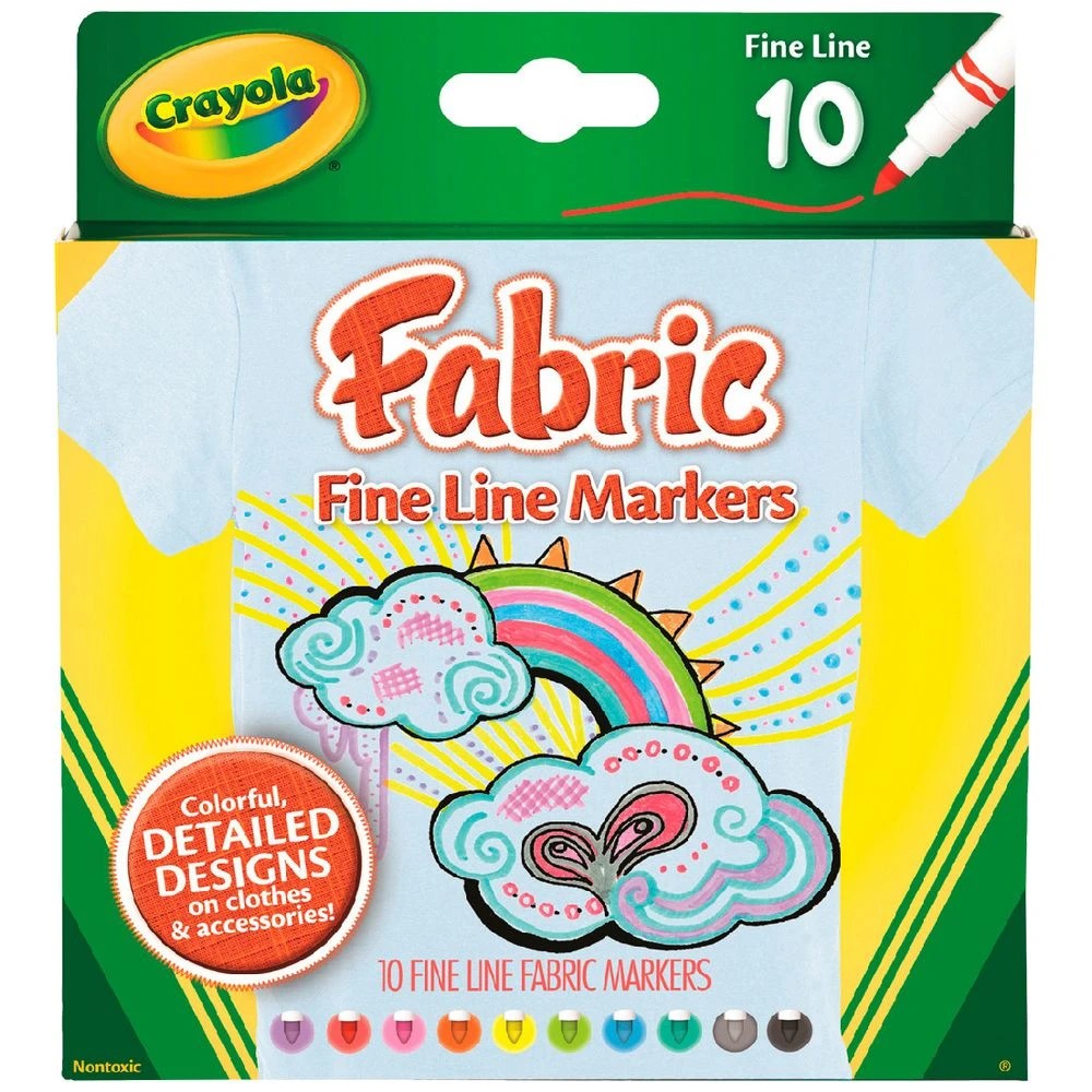 1 Crayola Fabric Markers Fine 10 Pack, 1 of 3