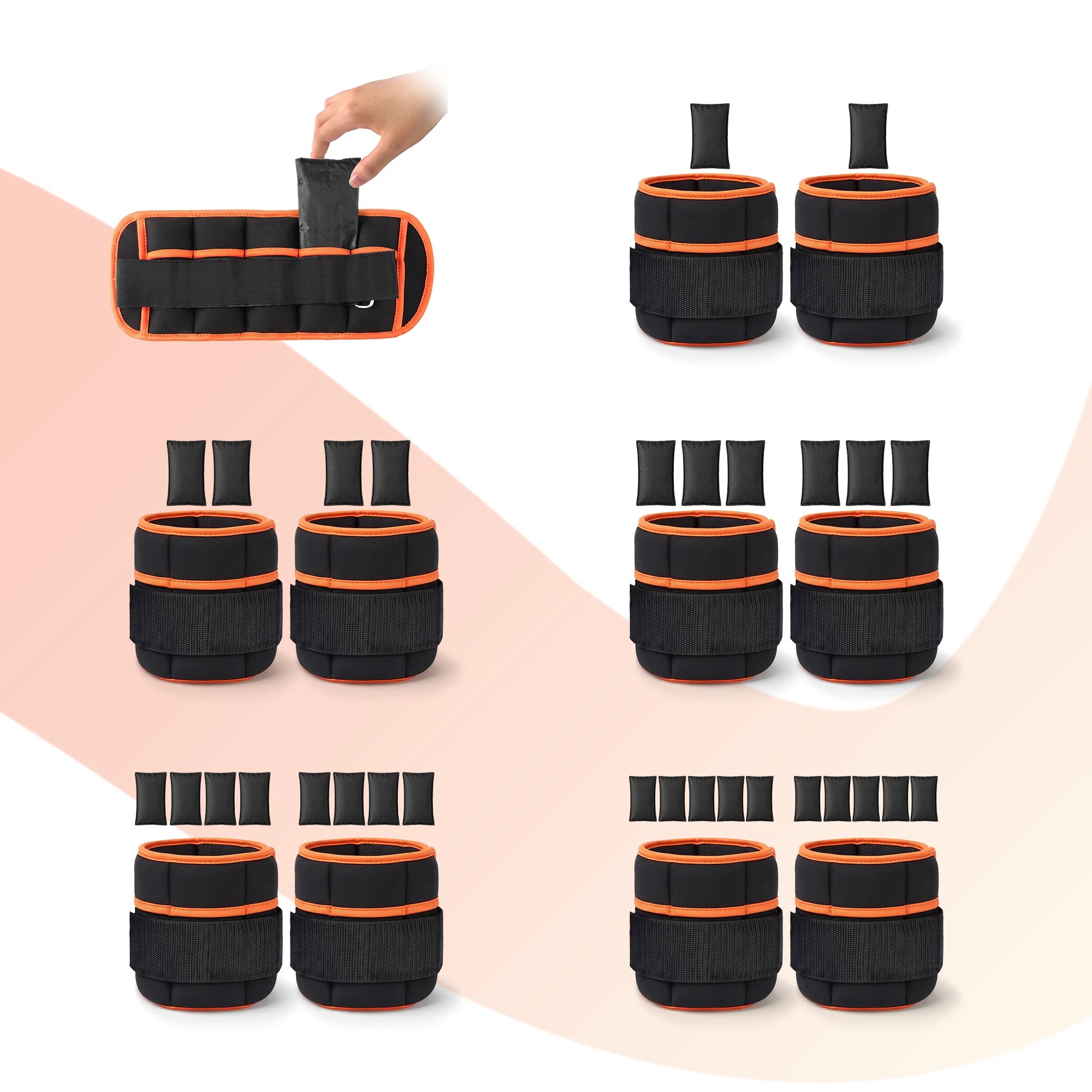5 Everfit Adjustable Ankle & Wrist Weights With Removable Sandbags 0.9-4.55kg - Multi, 5 of 9