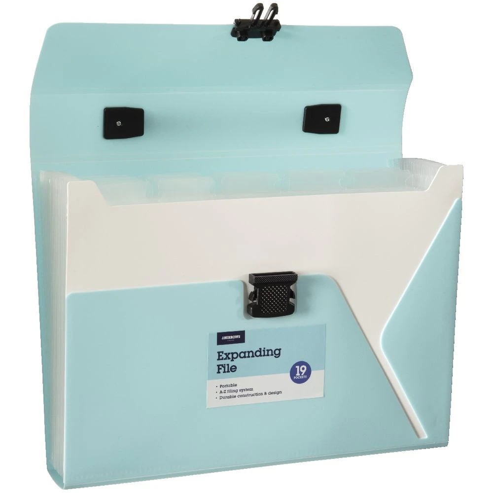 2 J.Burrows A4 Expanding File 19 Pocket Button Aqua, 2 of 2