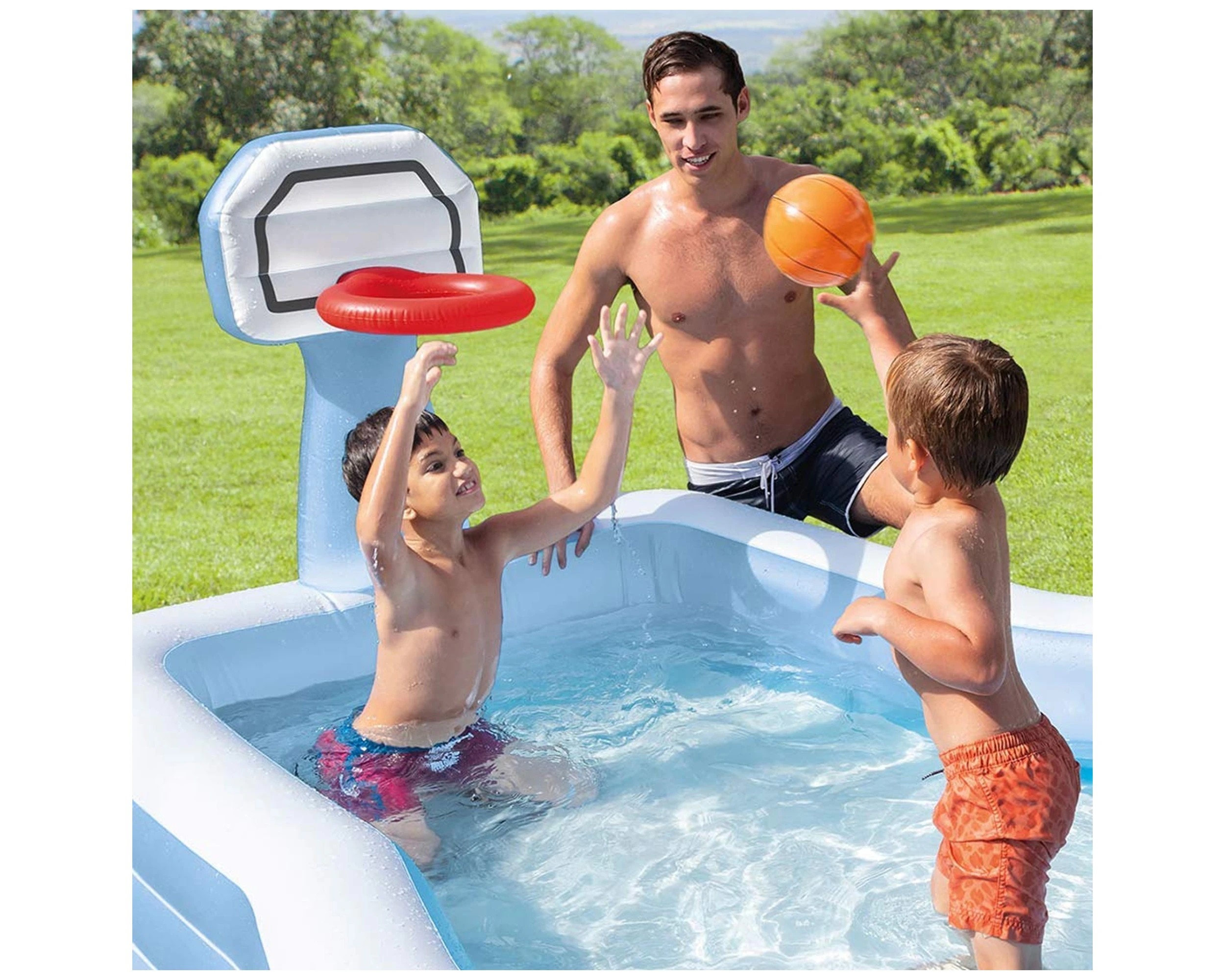 3 INTEX Octagonal Pool Inflatable Pool Basketball Pool 257x188x130cm Includes Ball - Blue, 3 of 3