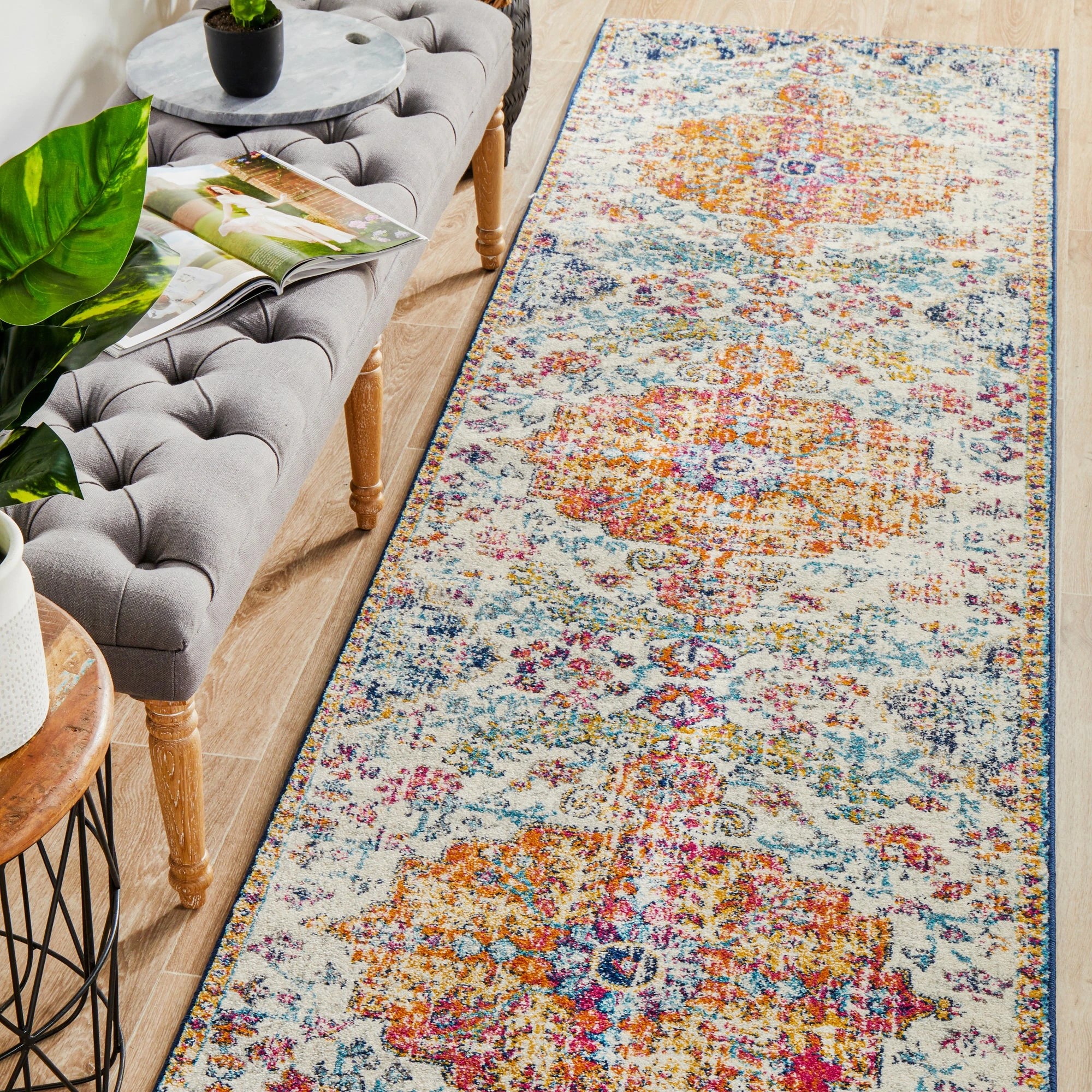 2 Common Ground Rugs Encore 254 500x80cm - Extra Large Runner Rug - White, 2 of 9