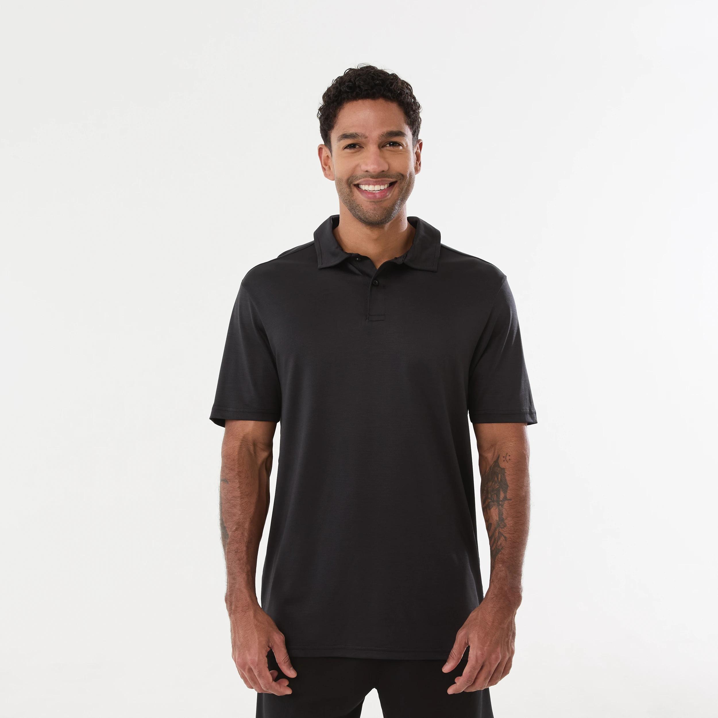 1 Active Mens Cationic Polo Shirt BLACK, 1 of 6